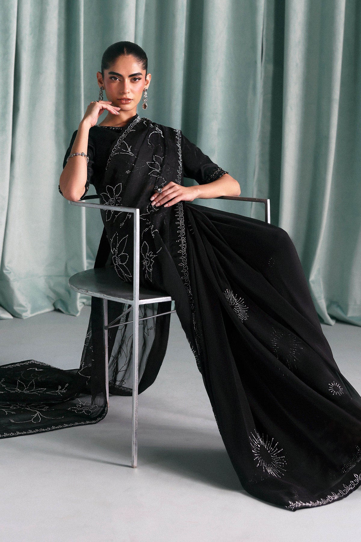 Maria B | Luxury Formals Pre Fall | SF-PF26-02-Black - by Libasekhas UK - Registered Vendor of : Maria B - 100% Original Designer Dress