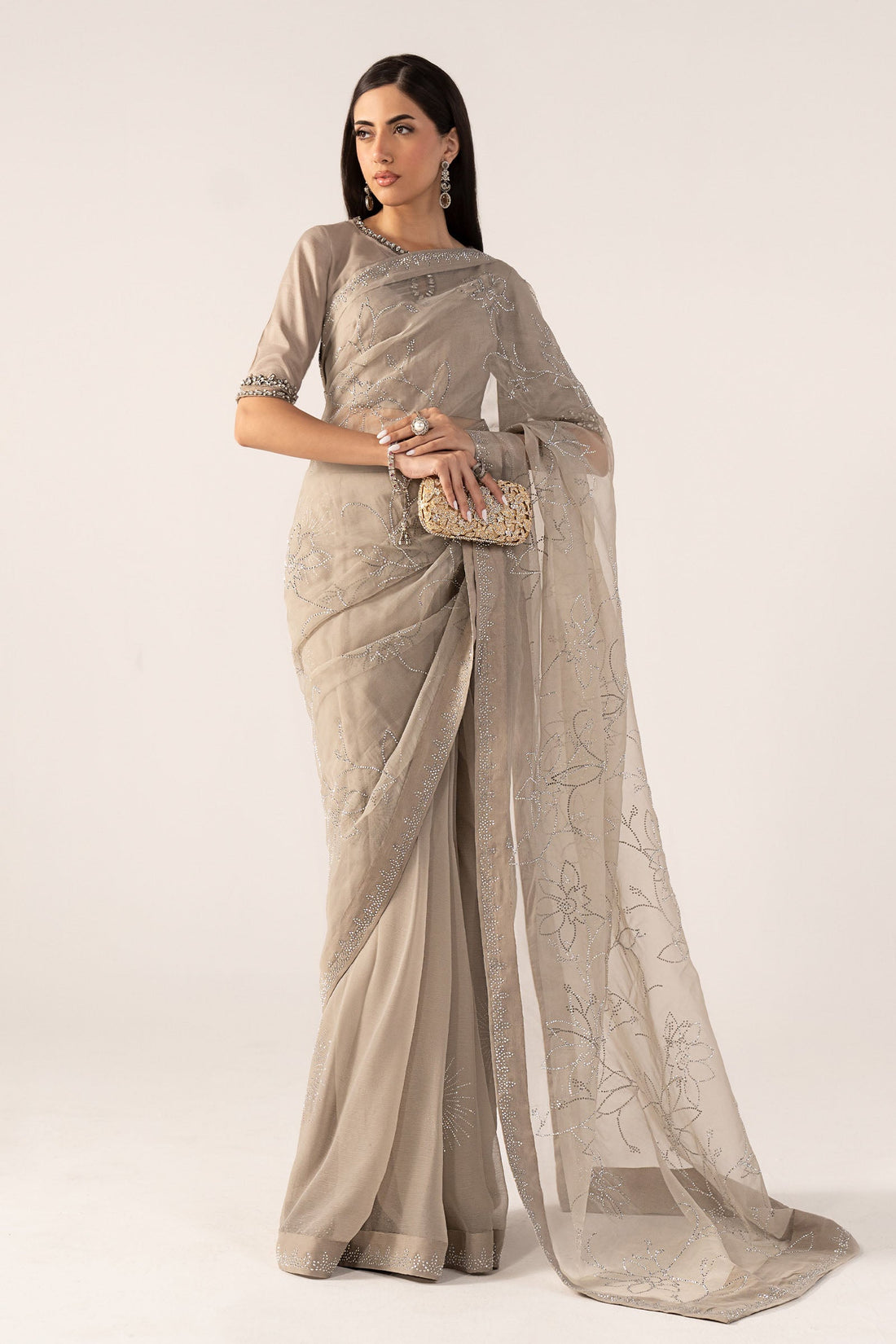 Maria B | Luxury Formals Pre Fall | SF-PF26-02-Grey - by Libasekhas UK - Registered Vendor of : Maria B - 100% Original Designer Dress