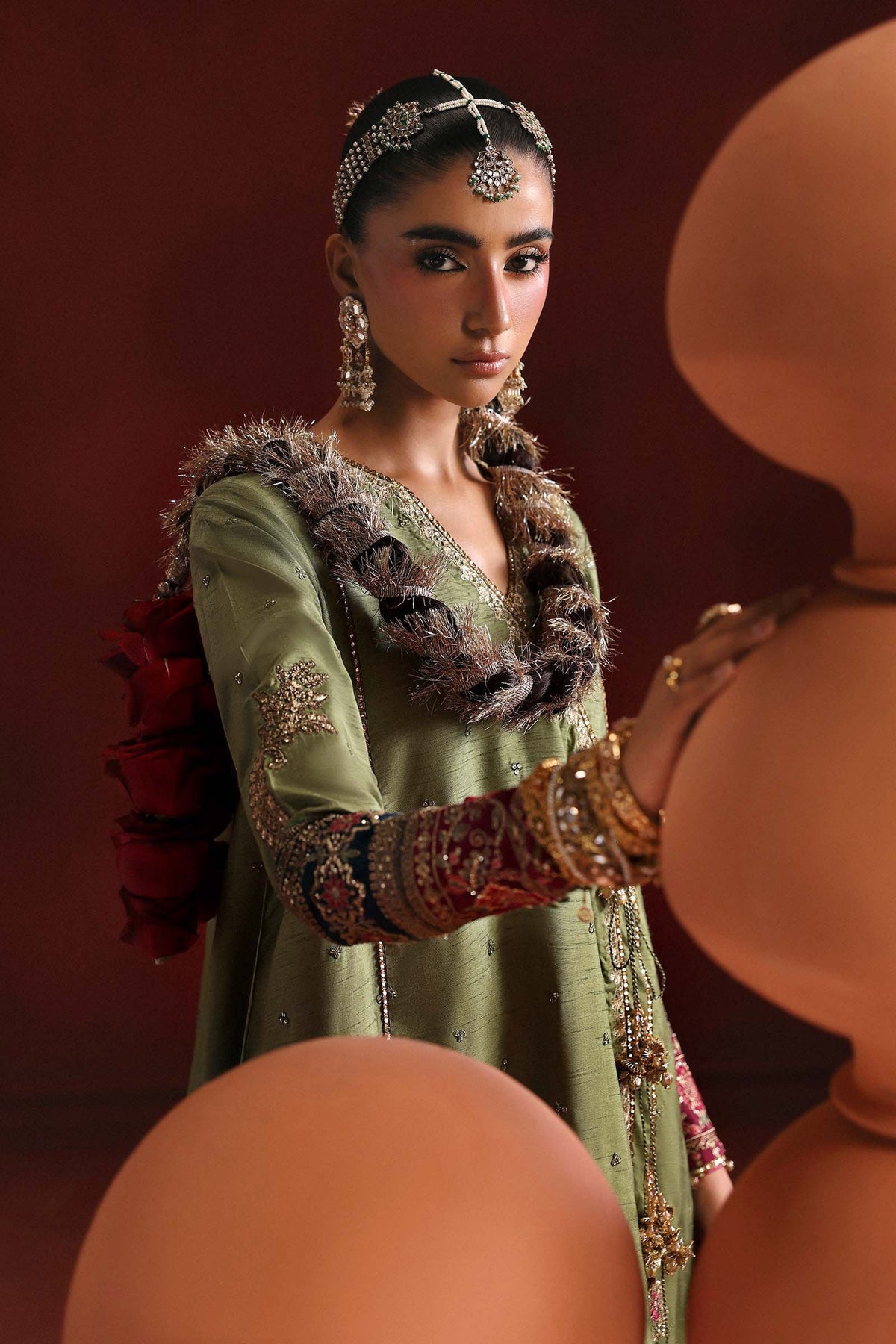 Maria B | Luxury Formals Pre Fall | SF-PF26-03-Green - by Libasekhas UK - Registered Vendor of : Maria B - 100% Original Designer Dress