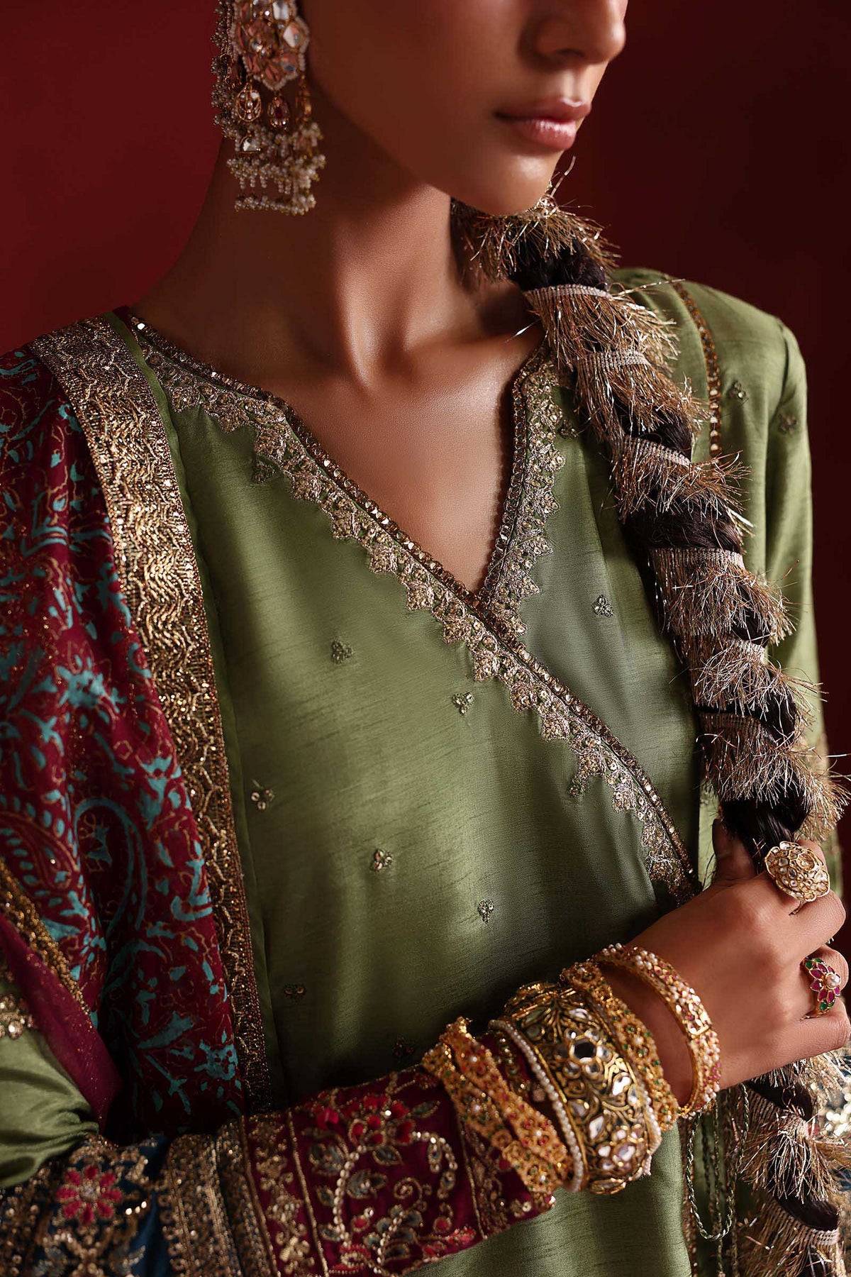 Maria B | Luxury Formals Pre Fall | SF-PF26-03-Green - by Libasekhas UK - Registered Vendor of : Maria B - 100% Original Designer Dress