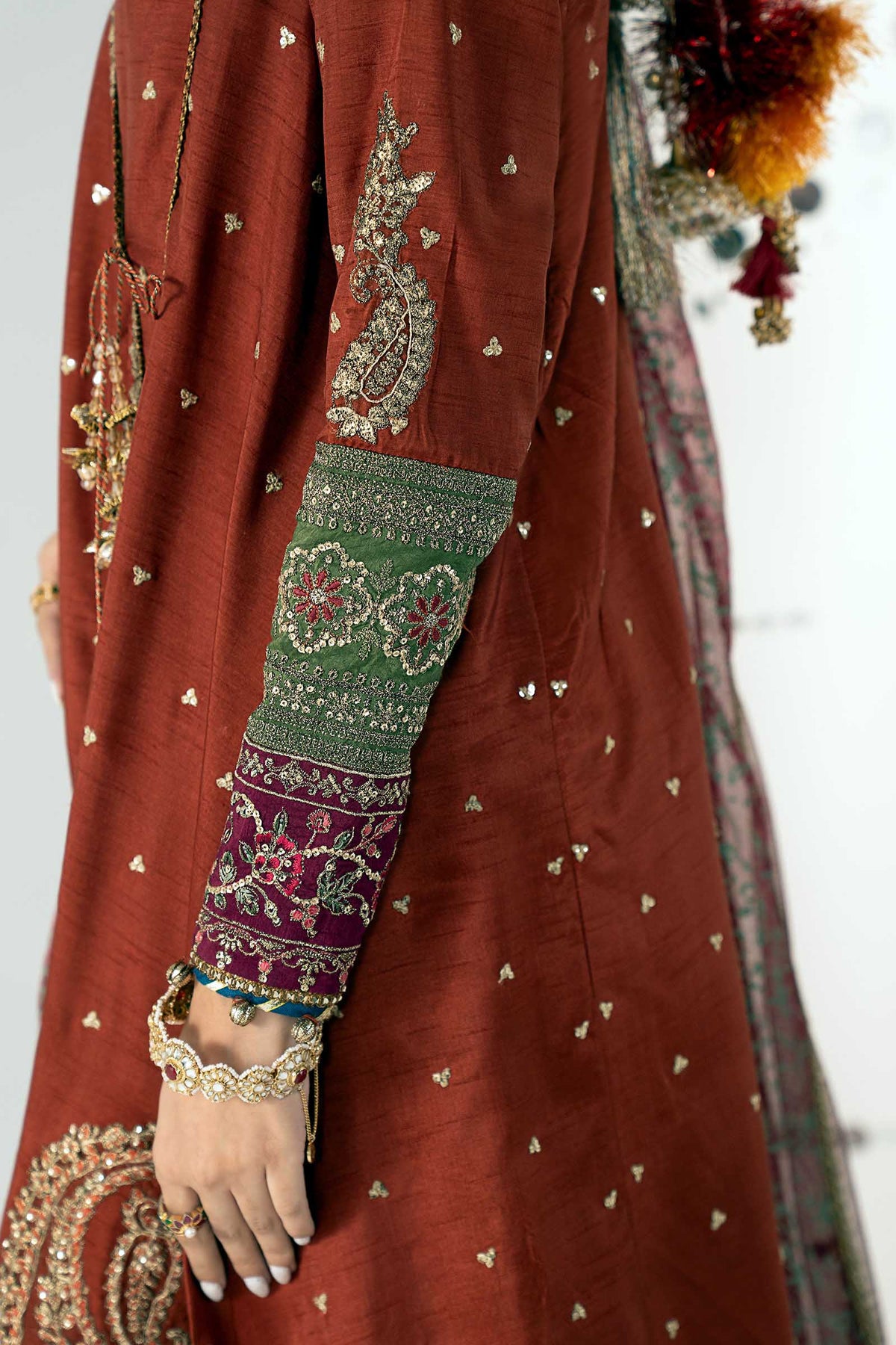 Maria B | Luxury Formals Pre Fall | SF-PF26-03-Mustard - by Libasekhas UK - Registered Vendor of : Maria B - 100% Original Designer Dress