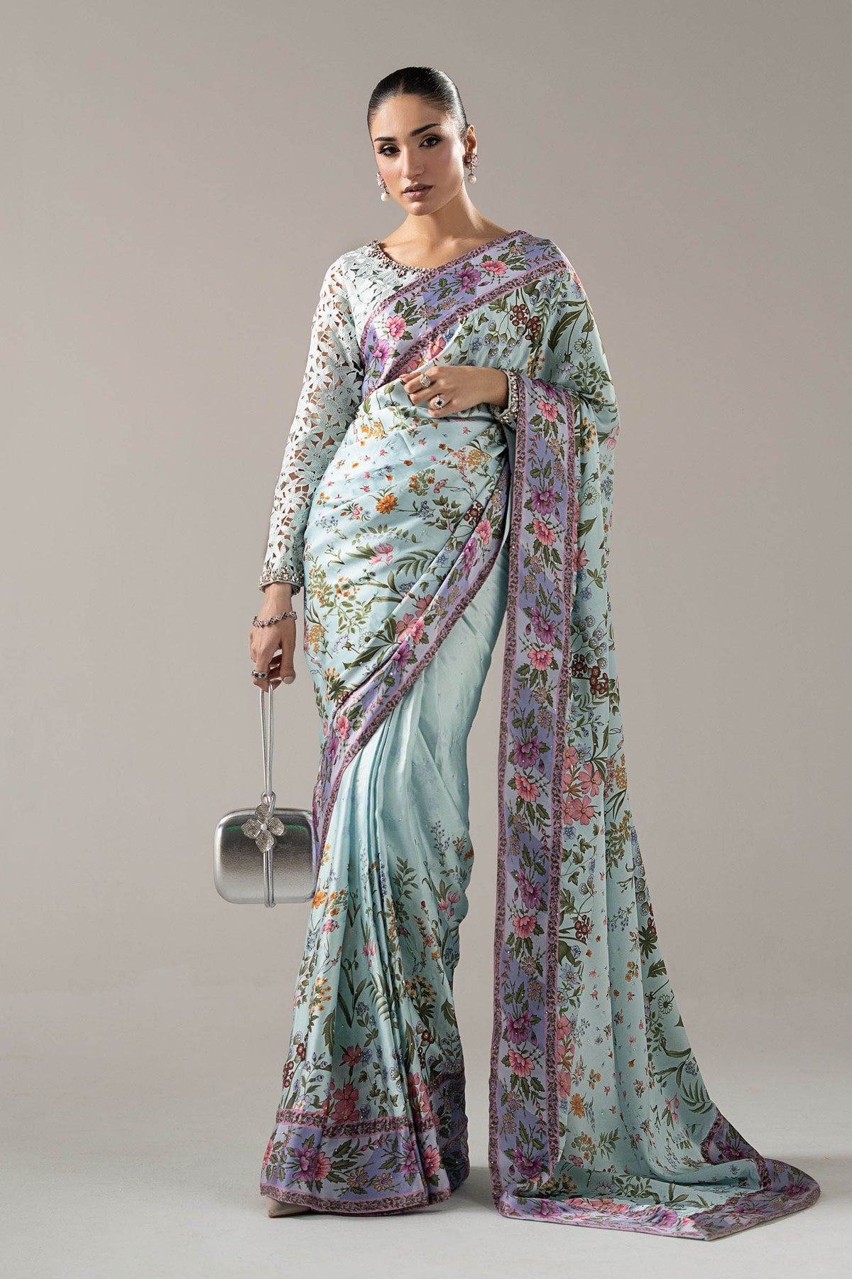 Maria B | Luxury Formals Pre Fall | SF-PF26-08-AQUA - by Libasekhas UK - Registered Vendor of : Maria B - 100% Original Designer Dress
