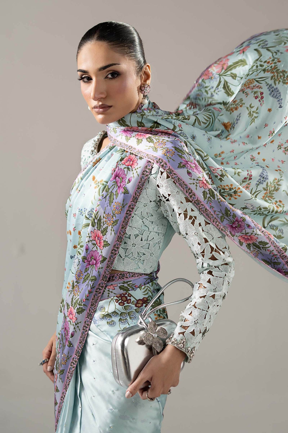 Maria B | Luxury Formals Pre Fall | SF-PF26-08-AQUA - by Libasekhas UK - Registered Vendor of : Maria B - 100% Original Designer Dress