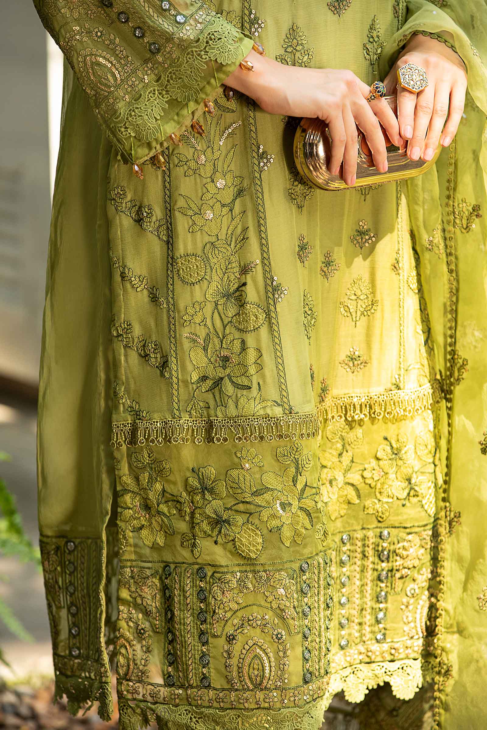 Maria B | Pre Fall Dresses | 3 Piece Embroidered Suit Grape Green - by Libasekhas UK - Registered Vendor of : Maria B - 100% Original Designer Dress