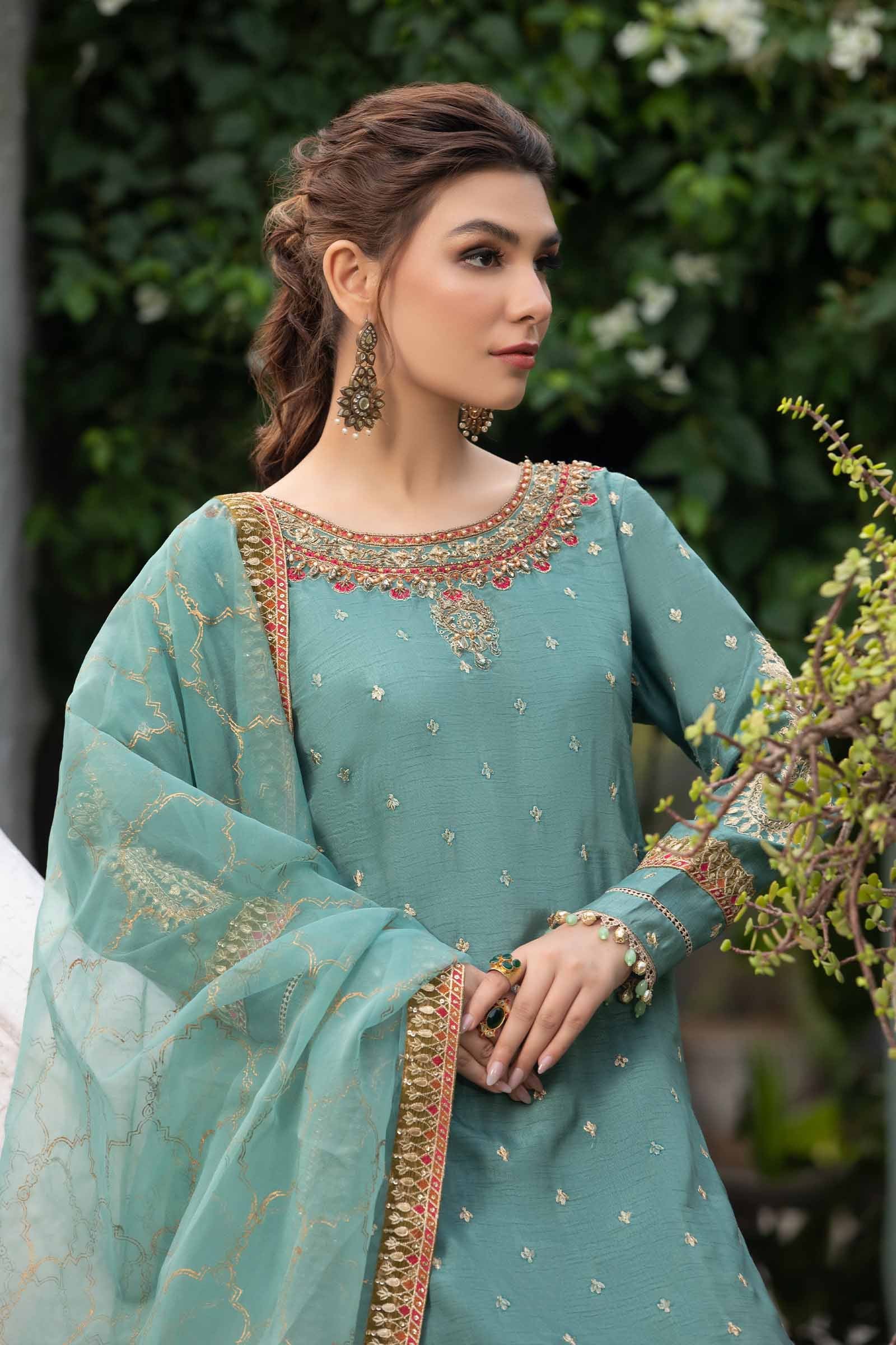 Maria B | Luxury Formals | SF-EA23-18R1-Ferozi - by Libasekhas UK - Registered Vendor of : Maria B - 100% Original Designer Dress