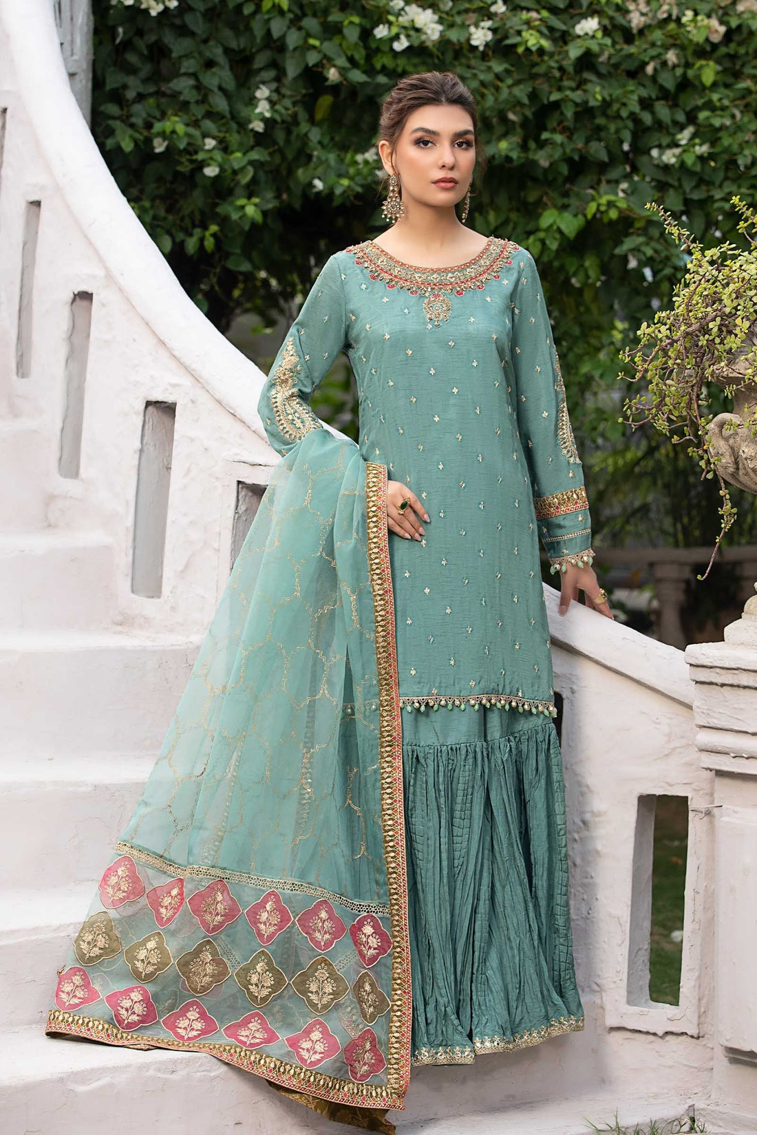 Maria B | Luxury Formals | SF-EA23-18R1-Ferozi - by Libasekhas UK - Registered Vendor of : Maria B - 100% Original Designer Dress