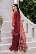 Maria B | Luxury Formals | SF-EA23-18R1-Maroon - by Libasekhas UK - Registered Vendor of : Maria B - 100% Original Designer Dress