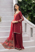 Maria B | Luxury Formals | SF-EA23-18R1-Maroon - by Libasekhas UK - Registered Vendor of : Maria B - 100% Original Designer Dress