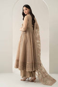 Maria B | Pre Fall Dresses | 3 Piece Embroidered Organza Suit Beige - by Libasekhas UK - Registered Vendor of : Maria B - 100% Original Designer Dress