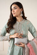 Maria B | Pre Fall Dresses | 3 Piece Embroidered Raw Silk Suit Sea Green - by Libasekhas UK - Registered Vendor of : Maria B - 100% Original Designer Dress
