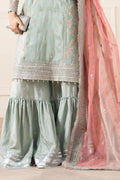 Maria B | Pre Fall Dresses | 3 Piece Embroidered Raw Silk Suit Sea Green - by Libasekhas UK - Registered Vendor of : Maria B - 100% Original Designer Dress