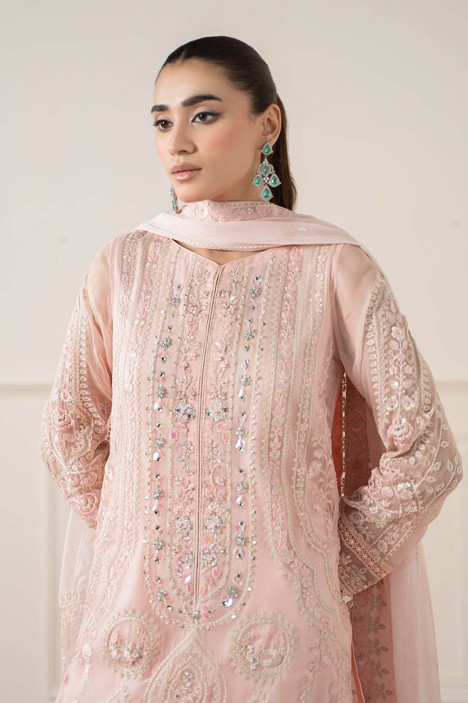 Maria B | Pre Fall Dresses | 3 Piece Embroidered Chiffon Suit OO - by Libasekhas UK - Registered Vendor of : Maria B - 100% Original Designer Dress