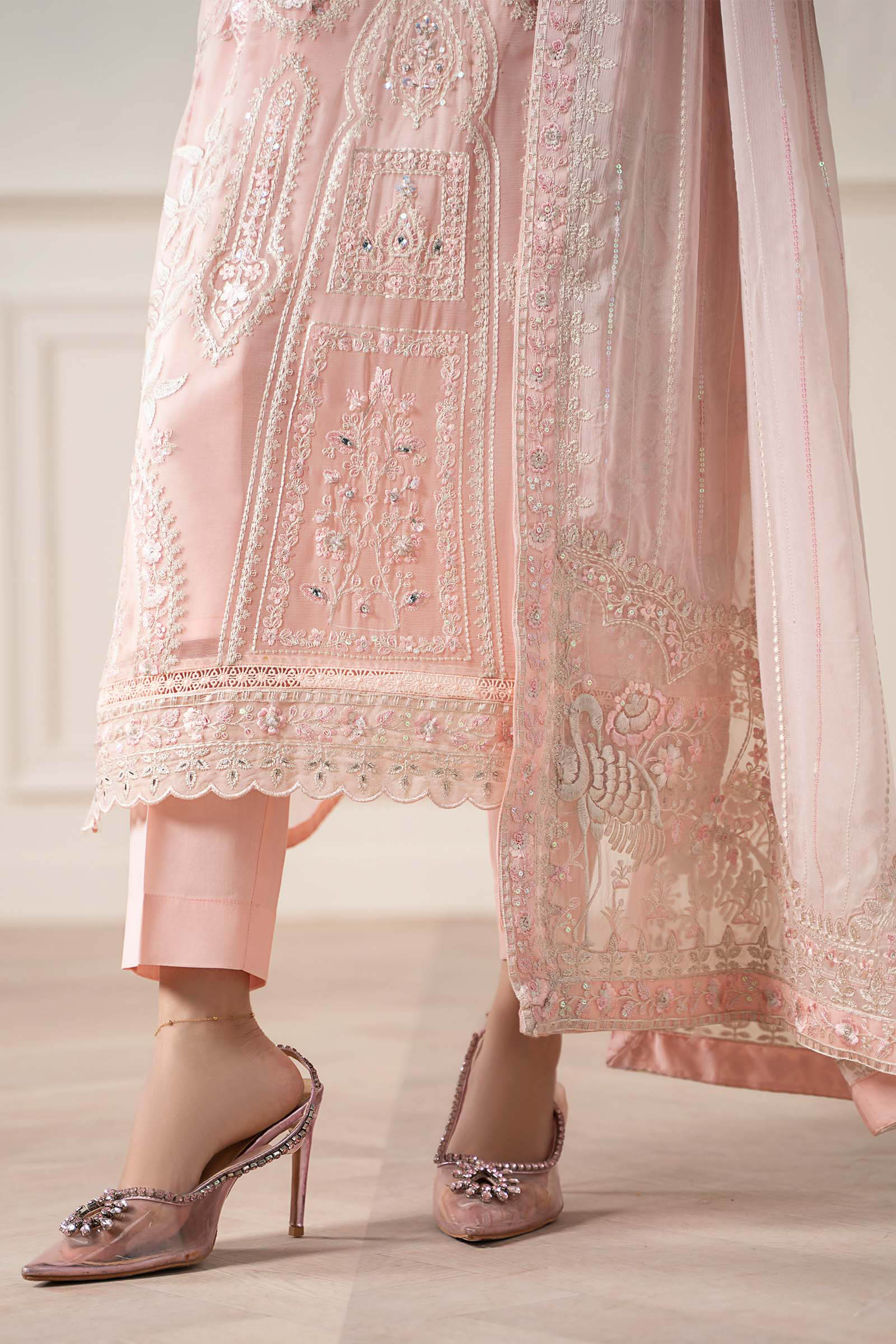 Maria B | Pre Fall Dresses | 3 Piece Embroidered Chiffon Suit OO - by Libasekhas UK - Registered Vendor of : Maria B - 100% Original Designer Dress