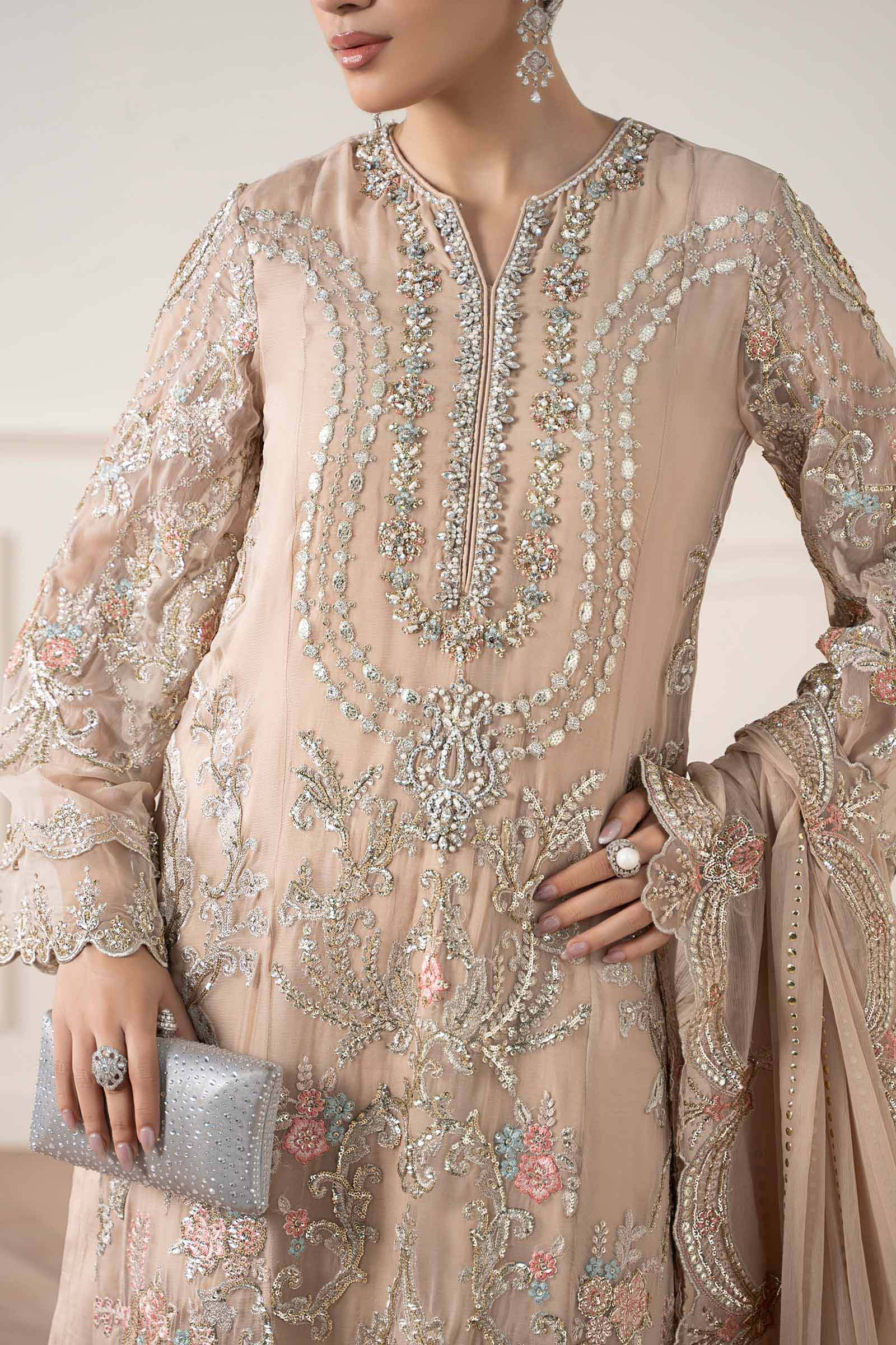 Maria B | Pre Fall Dresses | 3 Piece Embroidered Chiffon Suit Skin - by Libasekhas UK - Registered Vendor of : Maria B - 100% Original Designer Dress