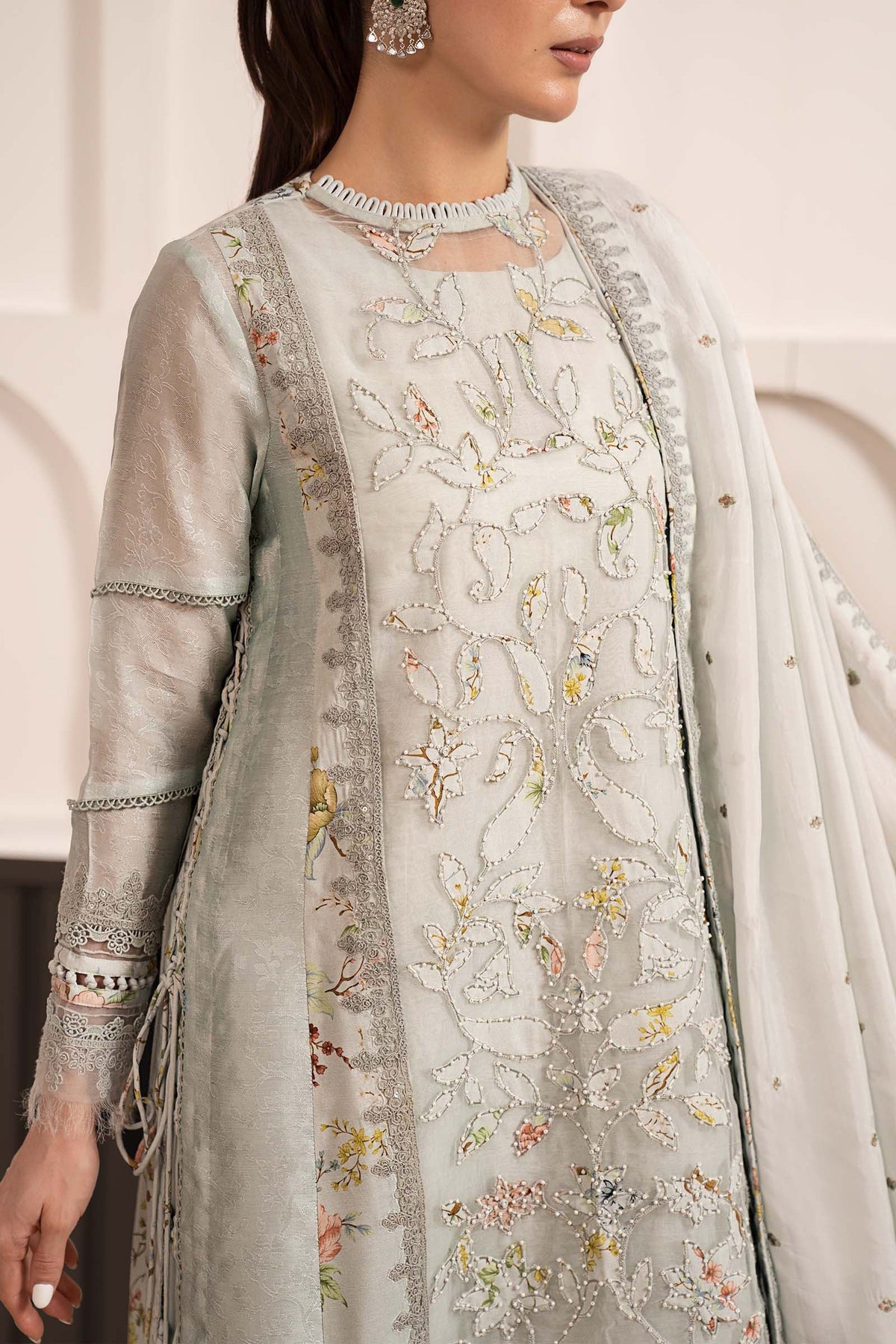 Maria B | Luxury Formals Pre Fall | SF-EA26-24-Ice Blue - by Libasekhas UK - Registered Vendor of : Maria B - 100% Original Designer Dress