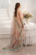 Maria B | Pre Fall Dresses | 3 Piece Embroidered Organza Suit Peach - by Libasekhas UK - Registered Vendor of : Maria B - 100% Original Designer Dress