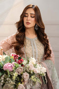 Maria B | Pre Fall Dresses | 3 Piece Embroidered Organza Suit Peach - by Libasekhas UK - Registered Vendor of : Maria B - 100% Original Designer Dress