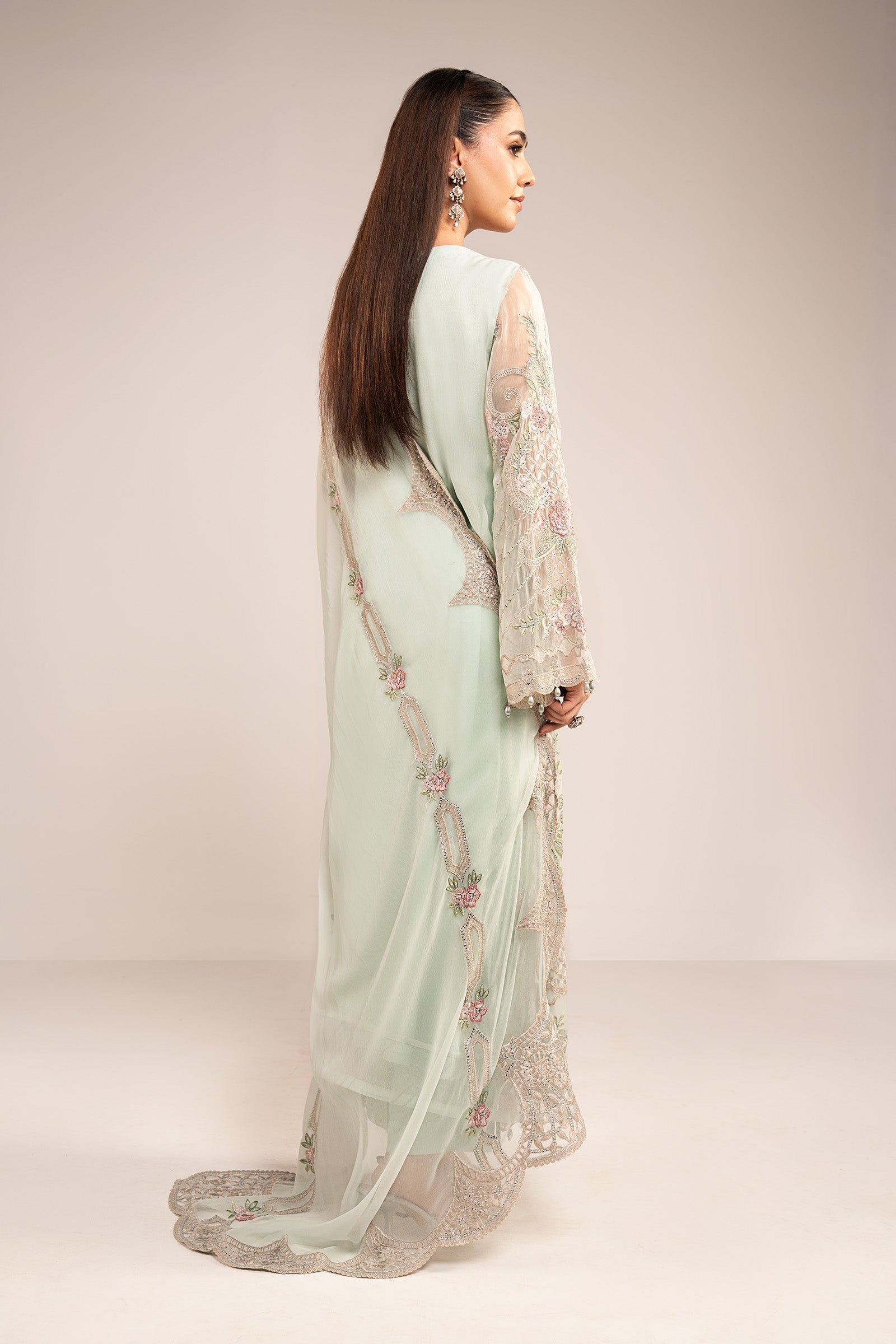 Maria  B | luxury formals | SF-EF26-01-Sea Green - by Libasekhas UK - Registered Vendor of : Maria B - 100% Original Designer Dress