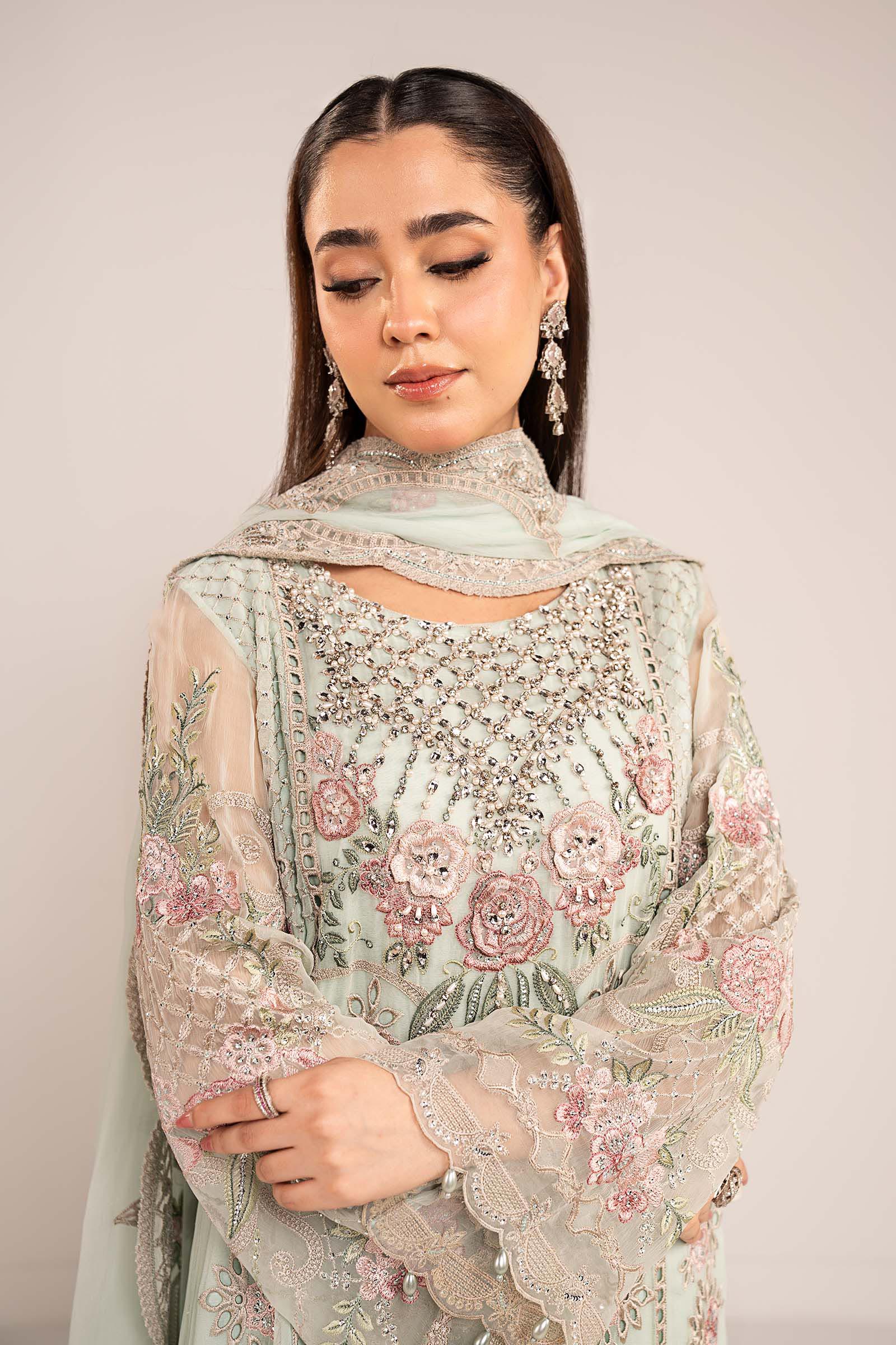 Maria  B | luxury formals | SF-EF26-01-Sea Green - by Libasekhas UK - Registered Vendor of : Maria B - 100% Original Designer Dress