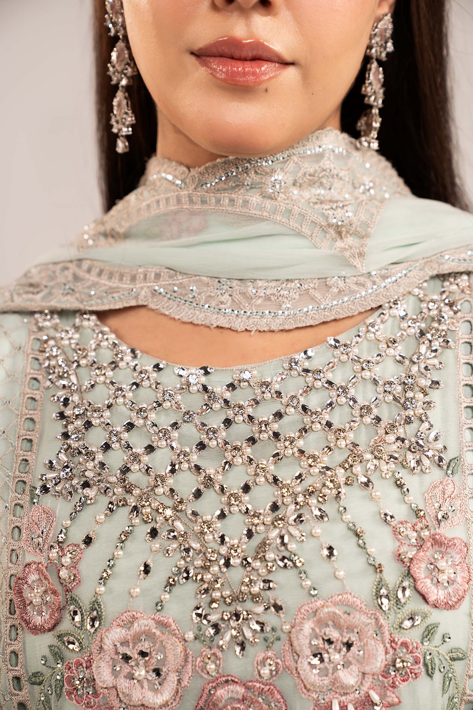 Maria  B | luxury formals | SF-EF26-01-Sea Green - by Libasekhas UK - Registered Vendor of : Maria B - 100% Original Designer Dress