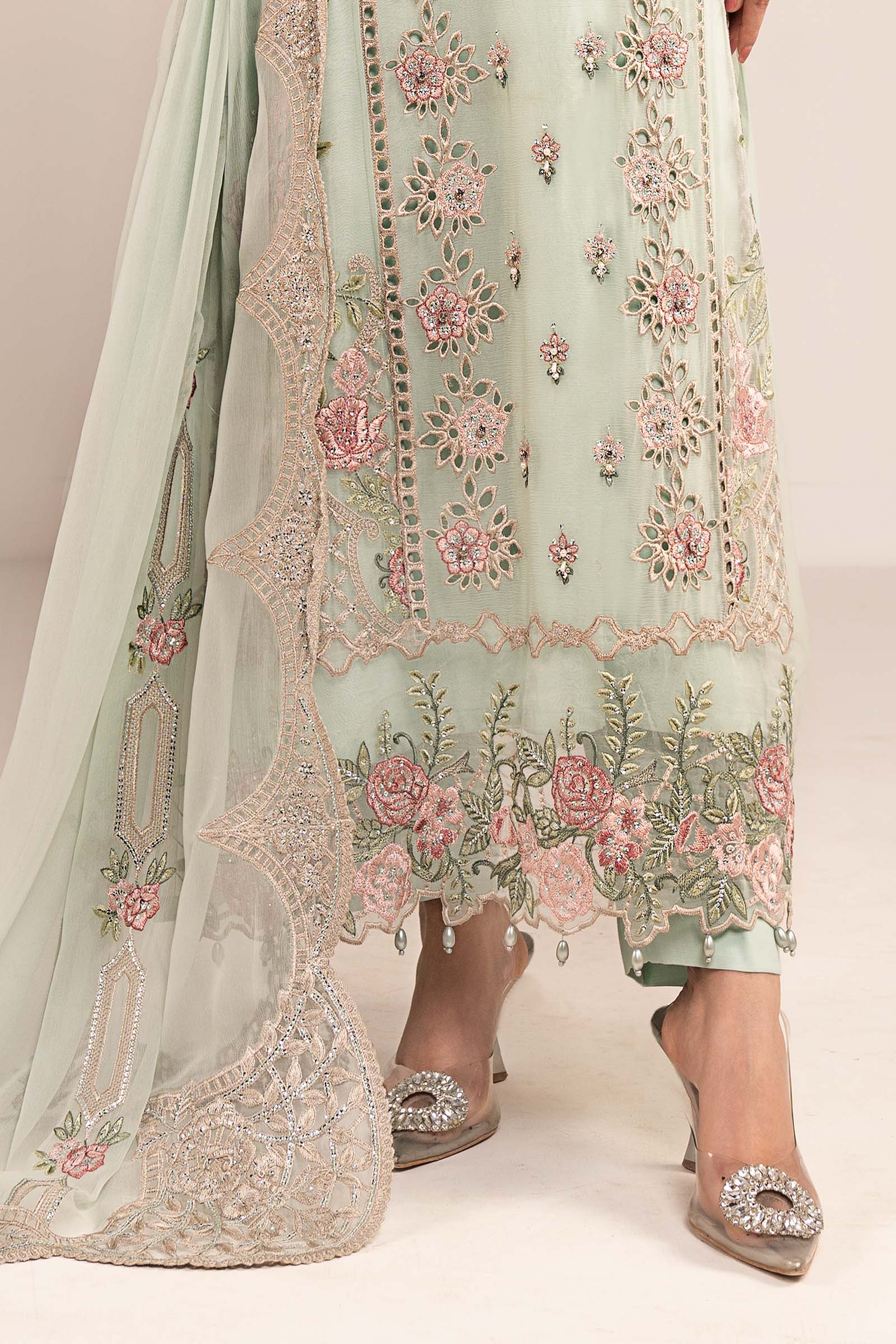 Maria  B | luxury formals | SF-EF26-01-Sea Green - by Libasekhas UK - Registered Vendor of : Maria B - 100% Original Designer Dress