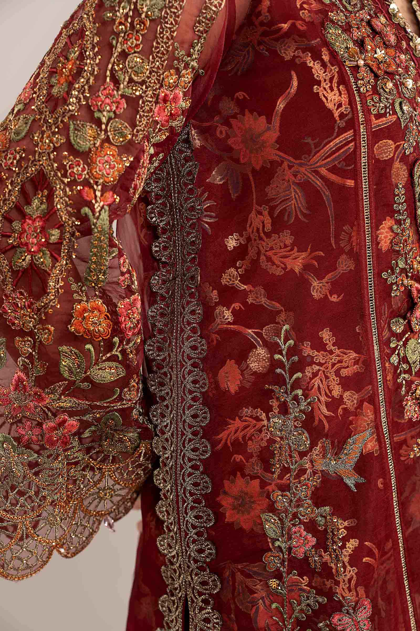Maria B | Luxury Formals | SF-EF26-02-Maroon - by Libasekhas UK - Registered Vendor of : Maria B - 100% Original Designer Dress