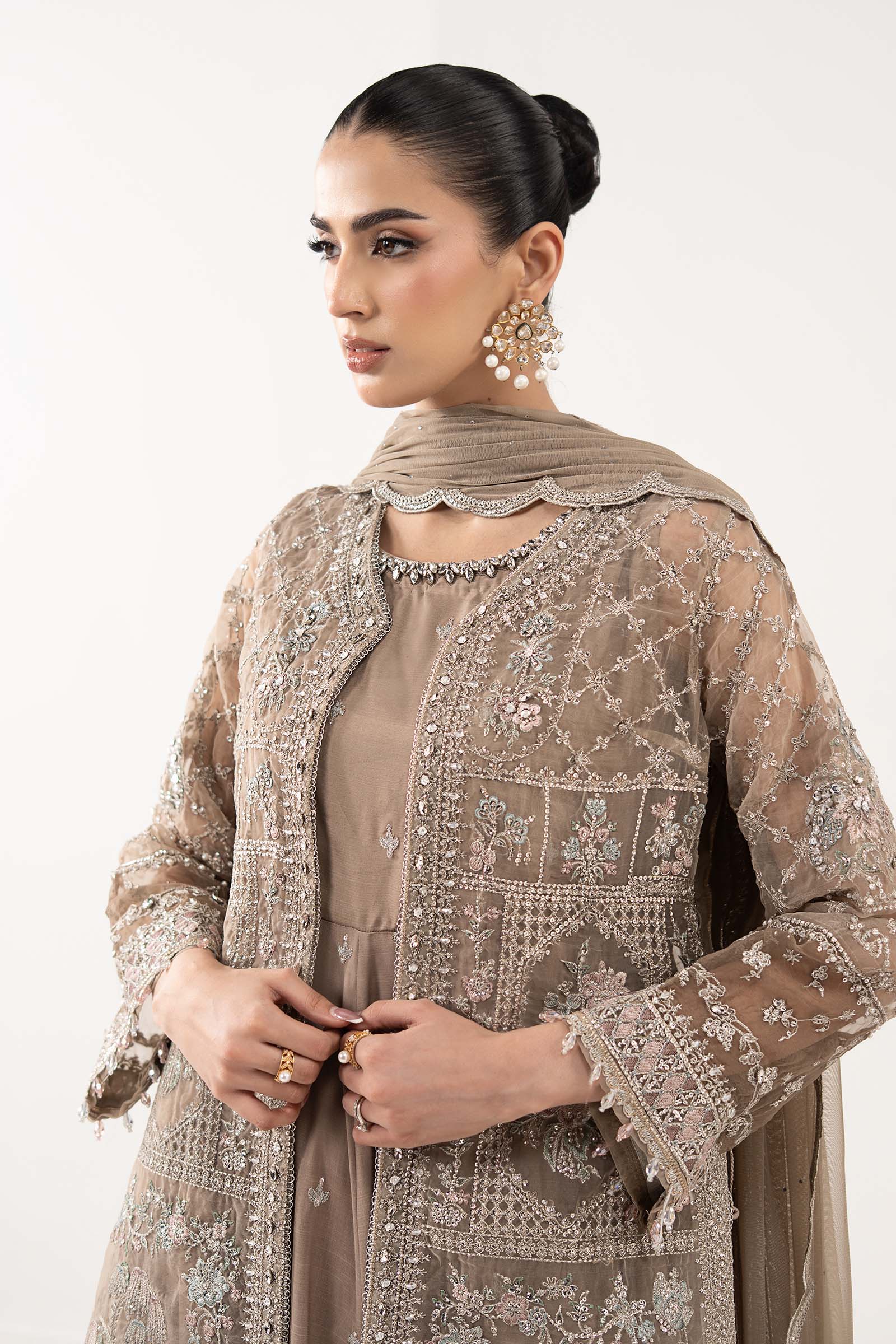 Maria B | Luxury Formals | SF-EF26-05-Coffee - by Libasekhas UK - Registered Vendor of : Maria B - 100% Original Designer Dress