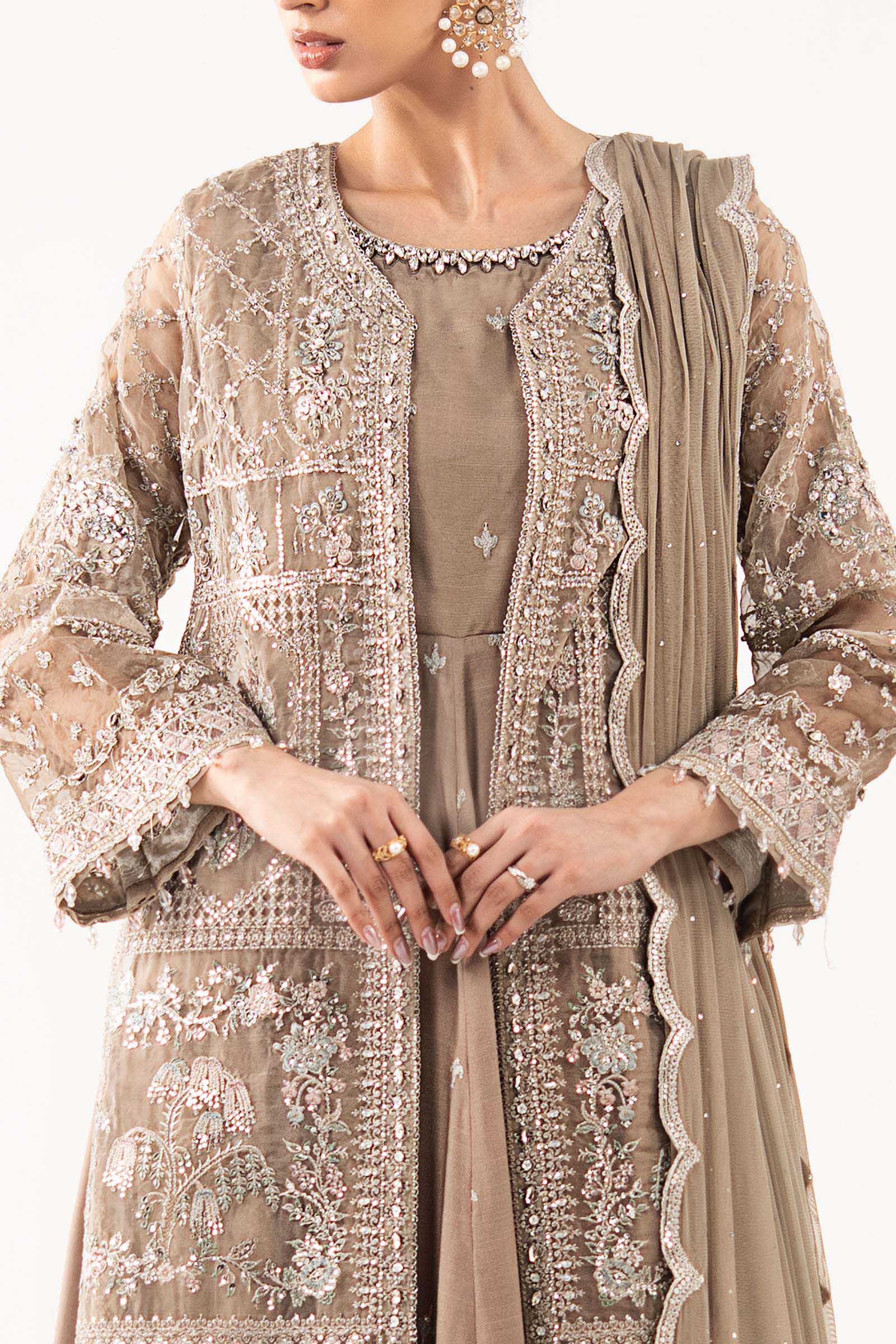 Maria B | Luxury Formals | SF-EF26-05-Coffee - by Libasekhas UK - Registered Vendor of : Maria B - 100% Original Designer Dress