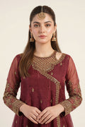 Maria B | Luxury Formals | SF-EF26-08-Maroon - by Libasekhas UK - Registered Vendor of : Maria B - 100% Original Designer Dress