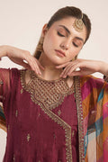 Maria B | Luxury Formals | SF-EF26-08-Maroon - by Libasekhas UK - Registered Vendor of : Maria B - 100% Original Designer Dress