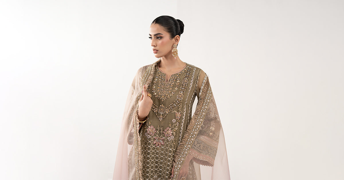 Maria B | Luxury Formals | SF-EF26-10-Coffee - by Libasekhas UK - Registered Vendor of : Maria B - 100% Original Designer Dress