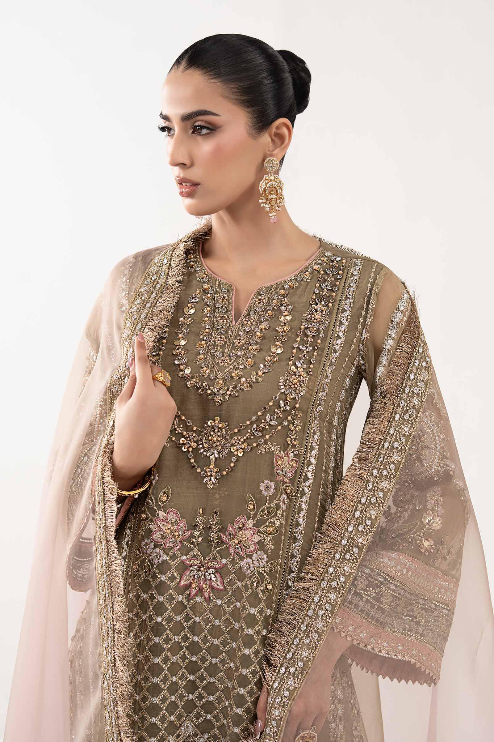 Maria B | Luxury Formals | SF-EF26-10-Coffee - by Libasekhas UK - Registered Vendor of : Maria B - 100% Original Designer Dress