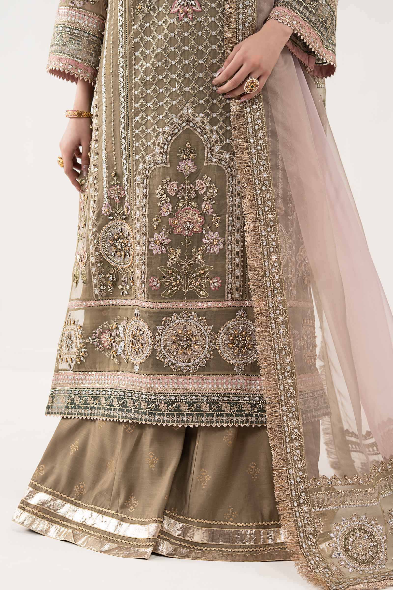 Maria B | Luxury Formals | SF-EF26-10-Coffee - by Libasekhas UK - Registered Vendor of : Maria B - 100% Original Designer Dress