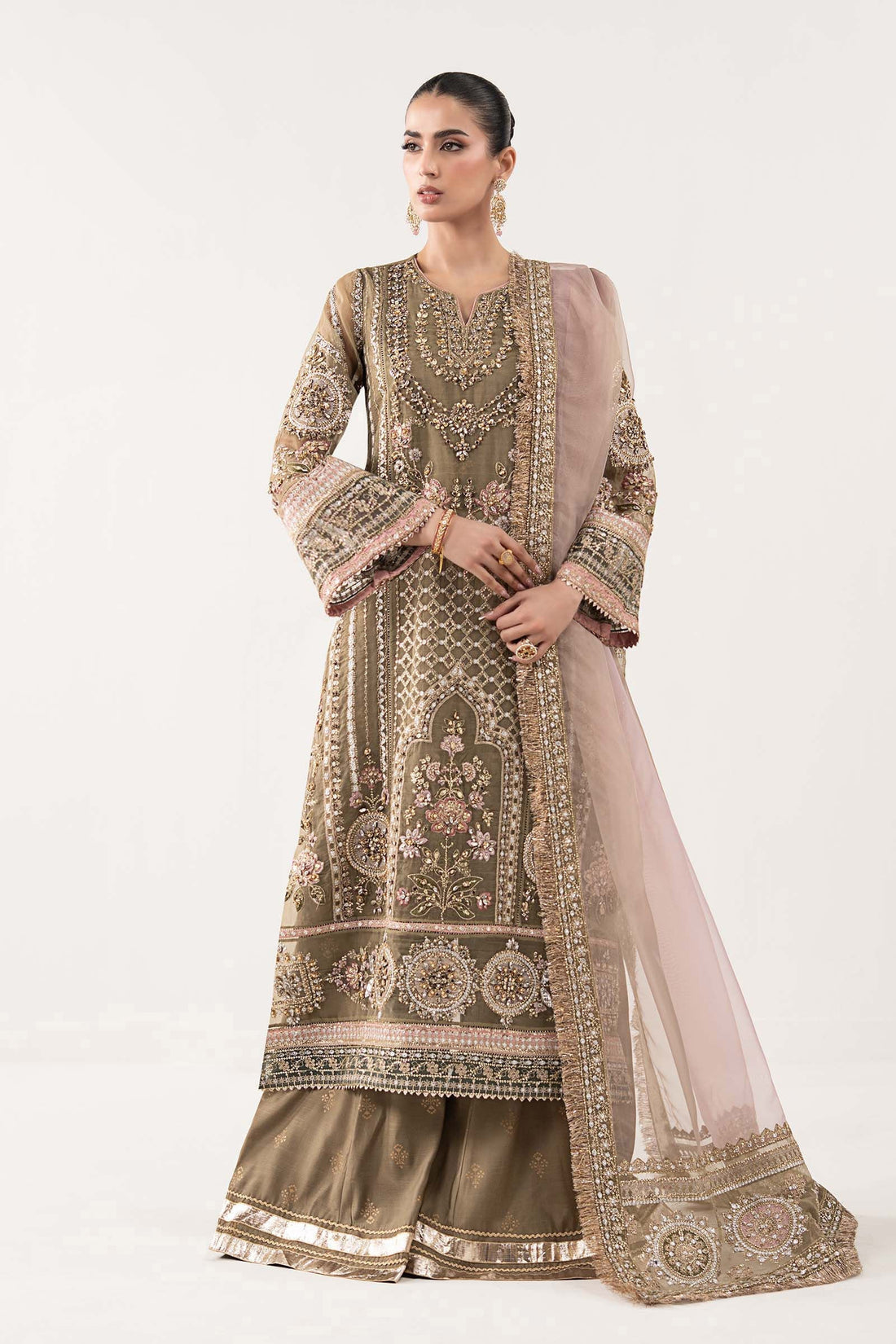 Maria B | Luxury Formals | SF-EF26-10-Coffee - by Libasekhas UK - Registered Vendor of : Maria B - 100% Original Designer Dress