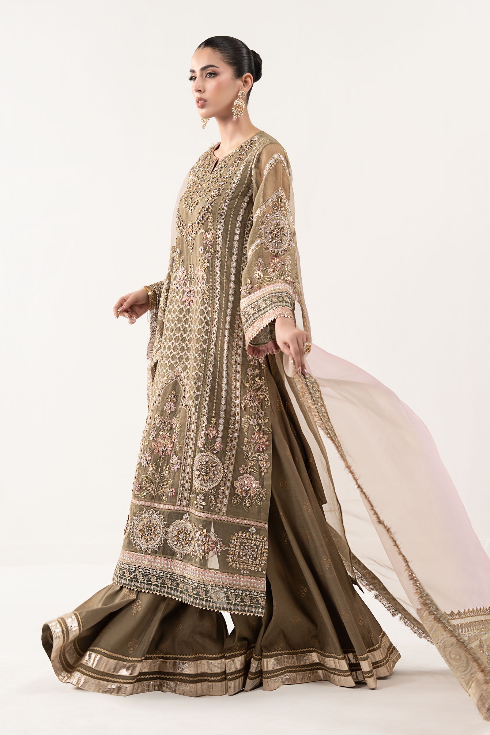 Maria B | Luxury Formals | SF-EF26-10-Coffee - by Libasekhas UK - Registered Vendor of : Maria B - 100% Original Designer Dress