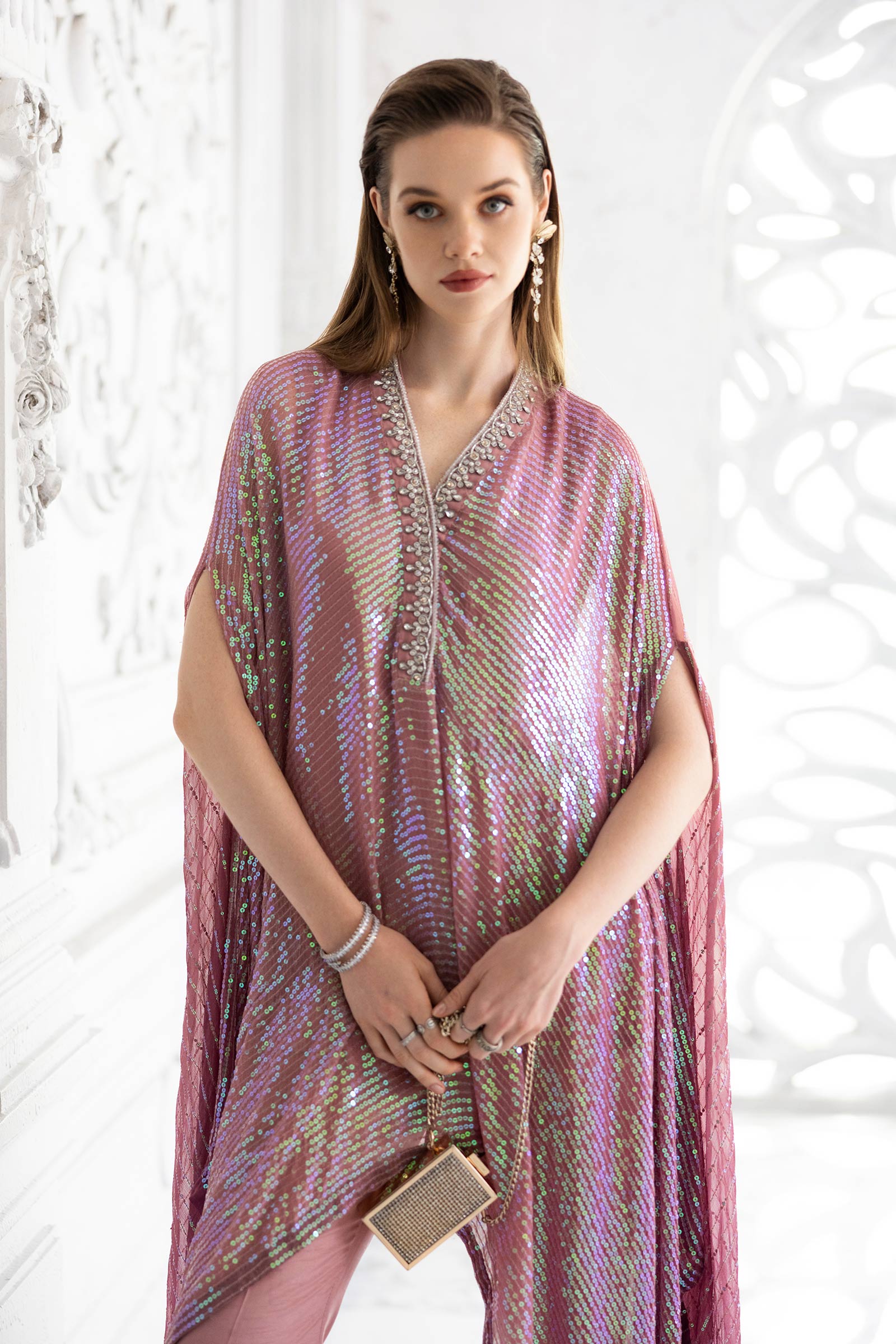 Maria B | Luxury Formals | SF-EF26-11-Beige and Green - by Libasekhas UK - Registered Vendor of : Maria B - 100% Original Designer Dress