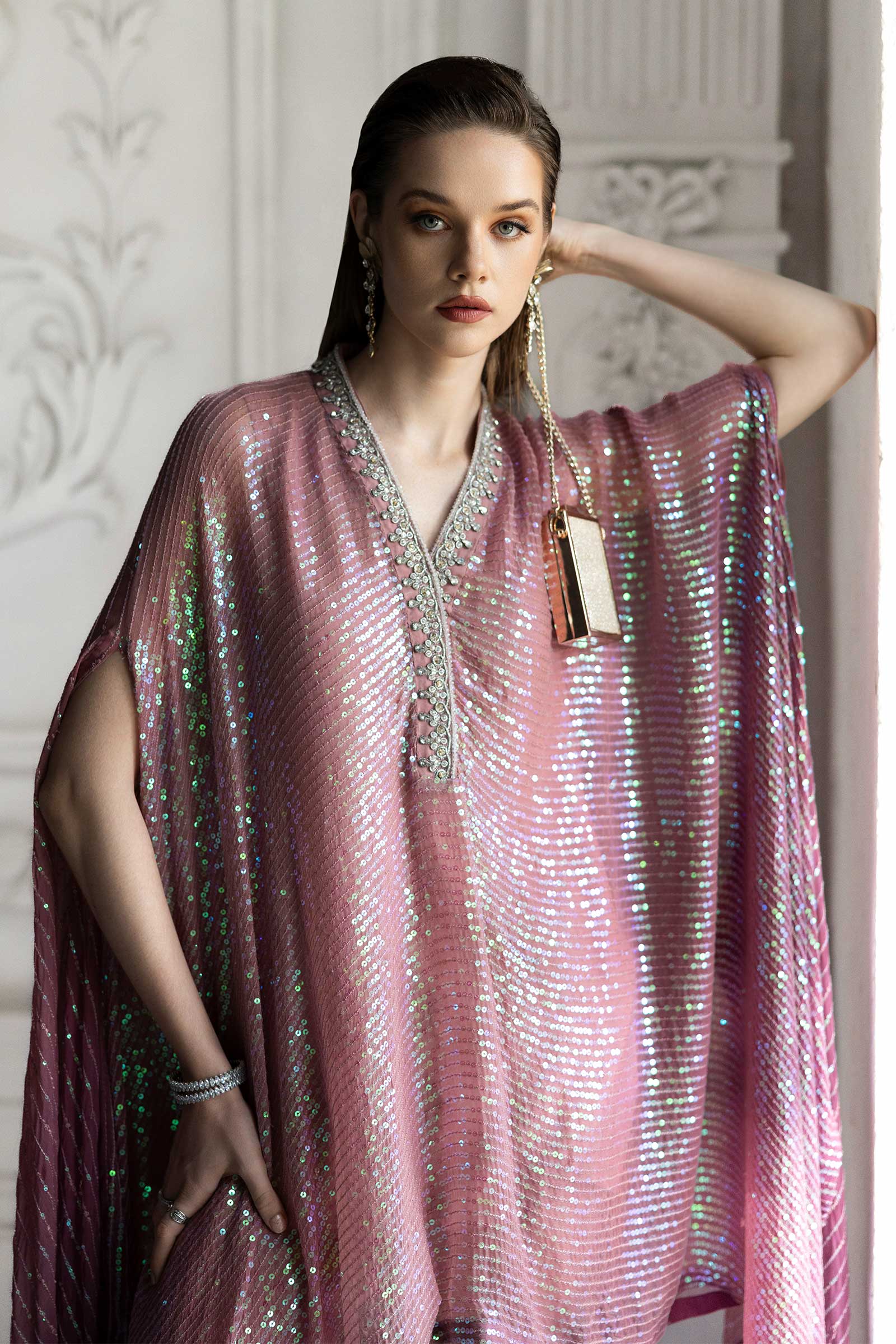 Maria B | Luxury Formals | SF-EF26-11-Beige and Green - by Libasekhas UK - Registered Vendor of : Maria B - 100% Original Designer Dress