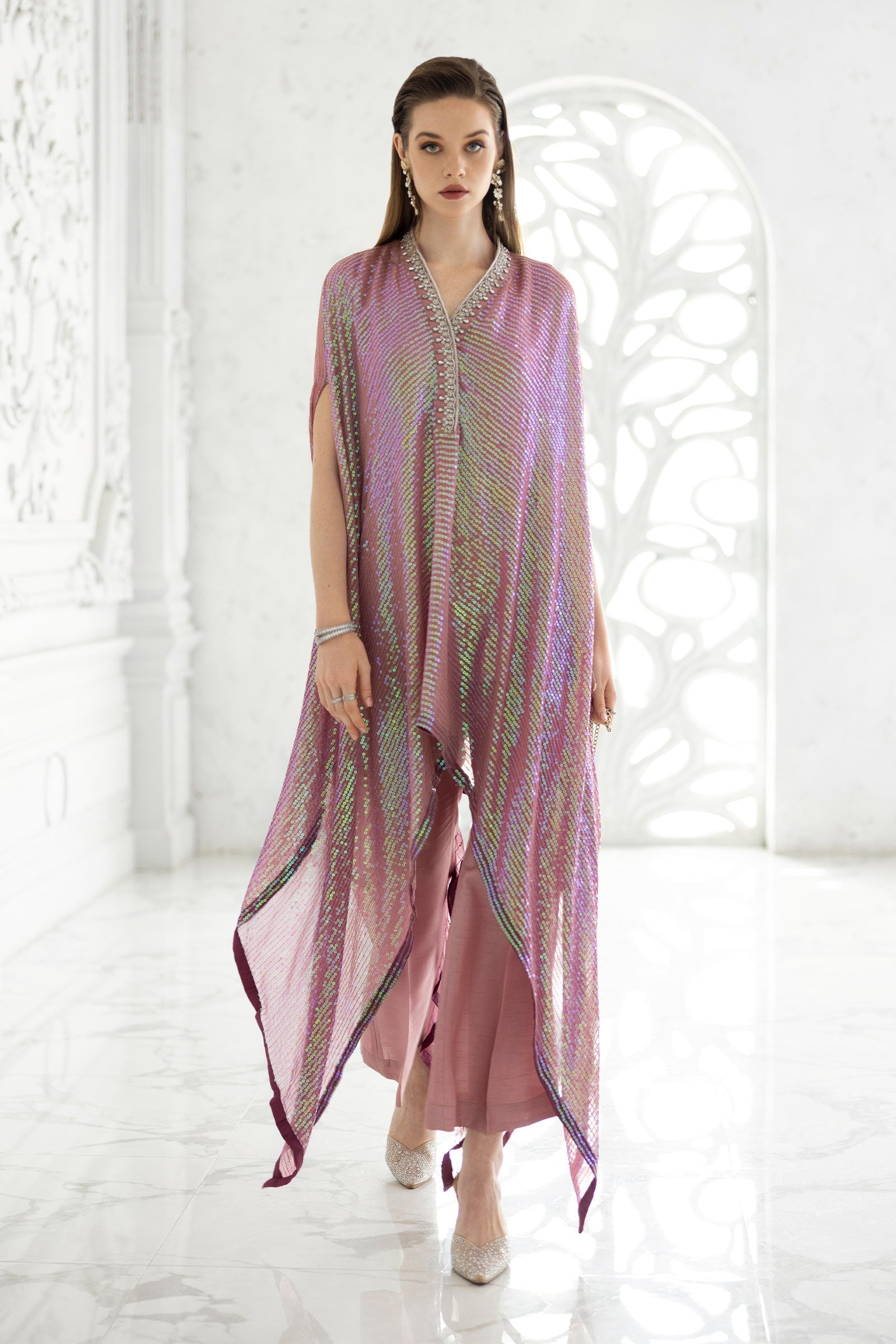 Maria B | Luxury Formals | SF-EF26-11-Beige and Green - by Libasekhas UK - Registered Vendor of : Maria B - 100% Original Designer Dress
