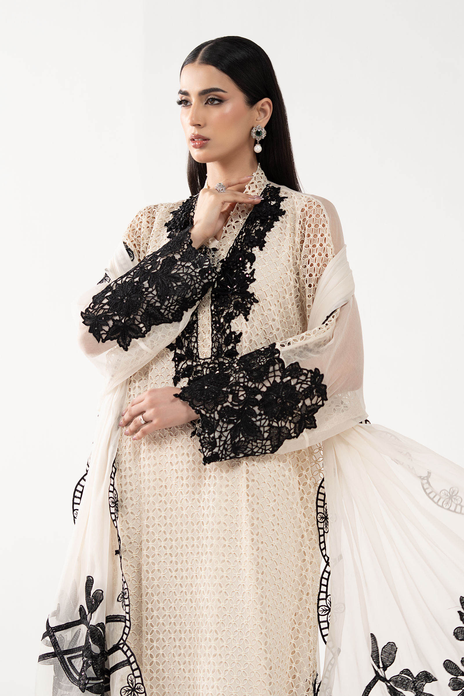 Maria B | Luxury Formals | SF-EF26-13-Off White - by Libasekhas UK - Registered Vendor of : Maria B - 100% Original Designer Dress