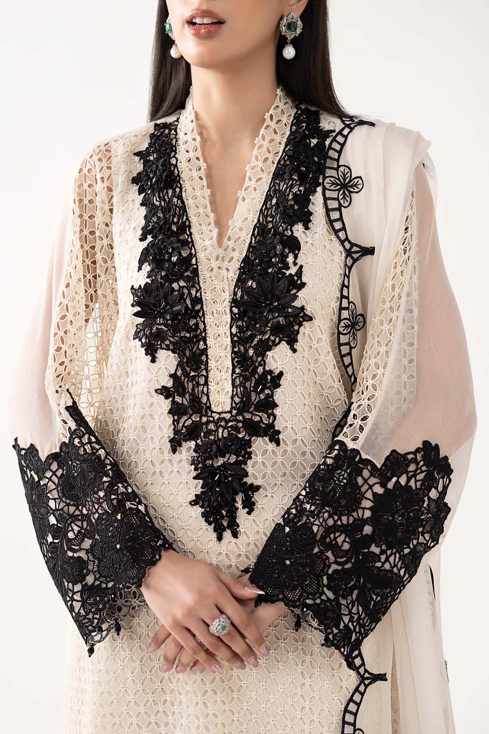 Maria B | Luxury Formals | SF-EF26-13-Off White - by Libasekhas UK - Registered Vendor of : Maria B - 100% Original Designer Dress