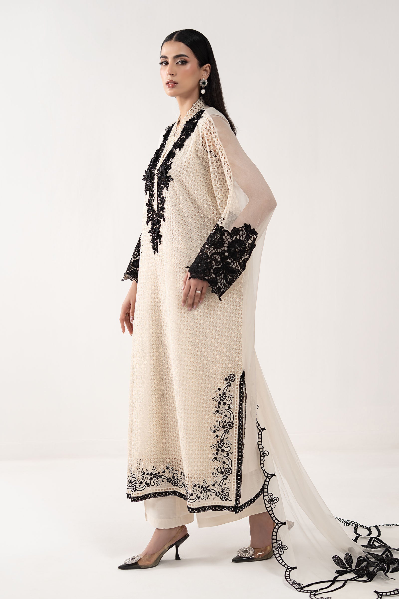 Maria B | Luxury Formals | SF-EF26-13-Off White - by Libasekhas UK - Registered Vendor of : Maria B - 100% Original Designer Dress
