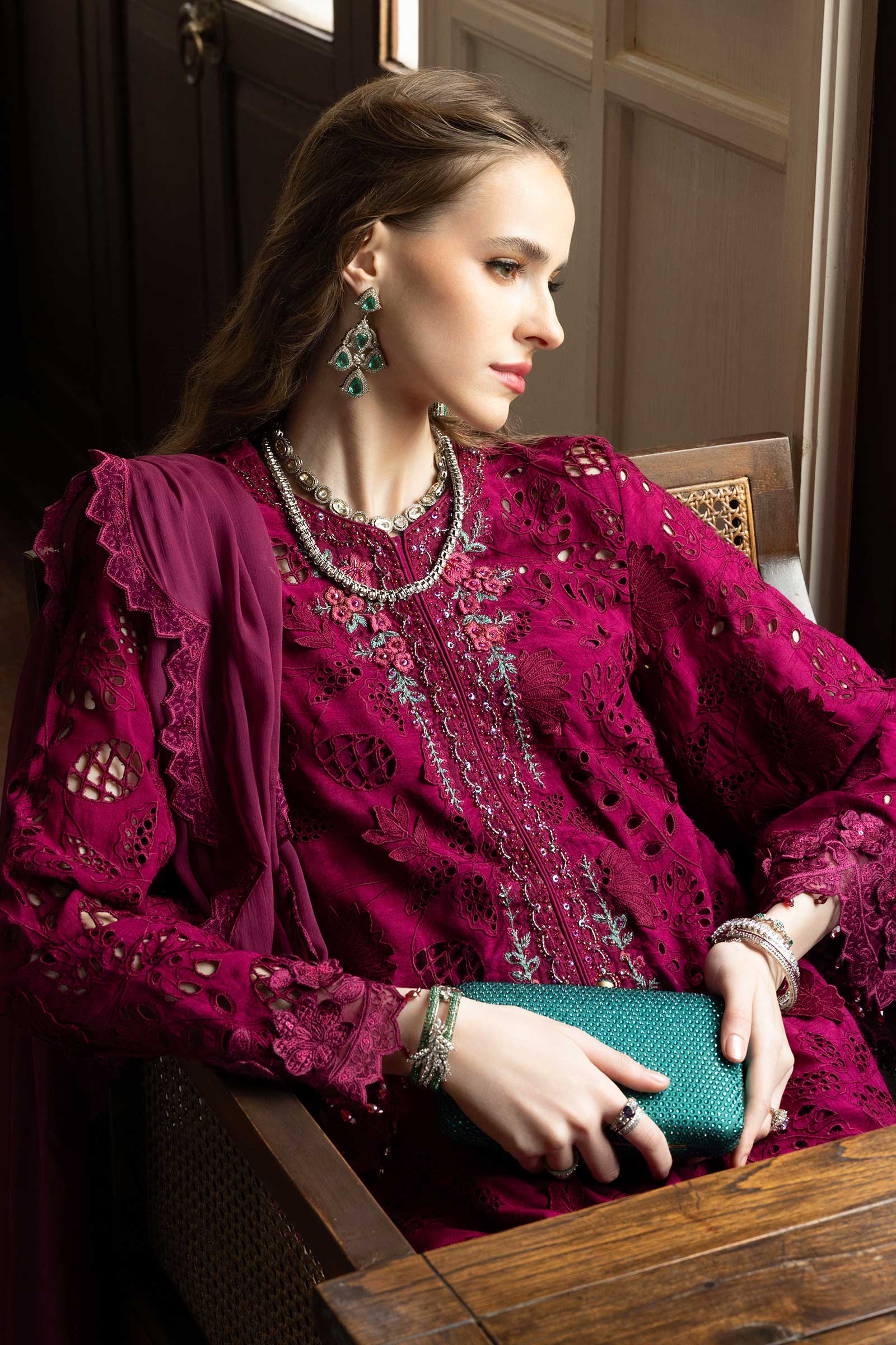 Maria B | Luxury Formals | SF-EF26-16-Magenta - by Libasekhas UK - Registered Vendor of : Maria B - 100% Original Designer Dress
