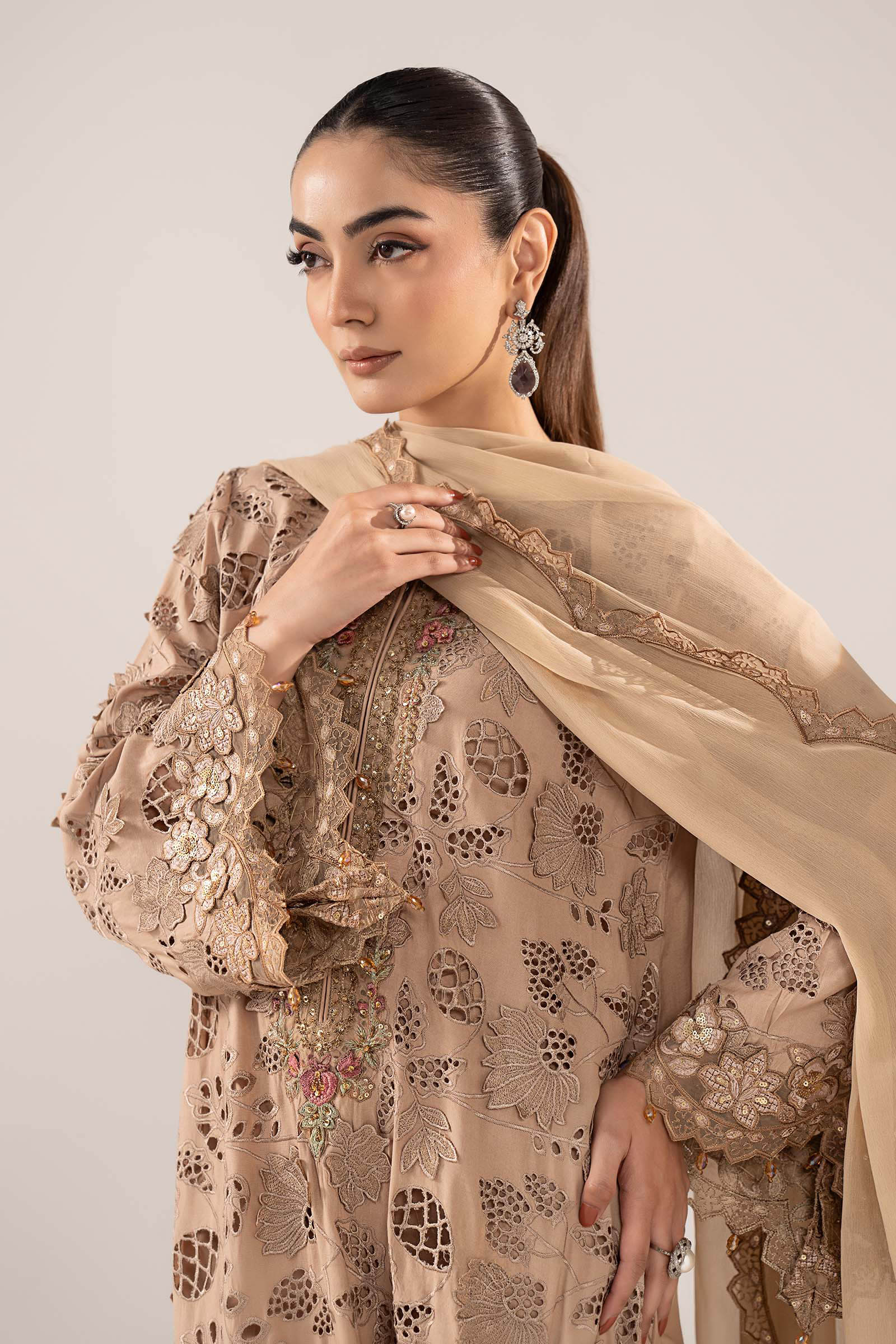 Maria B | Luxury Formals | SF-EF26-16-BEIGE - by Libasekhas UK - Registered Vendor of : Maria B - 100% Original Designer Dress