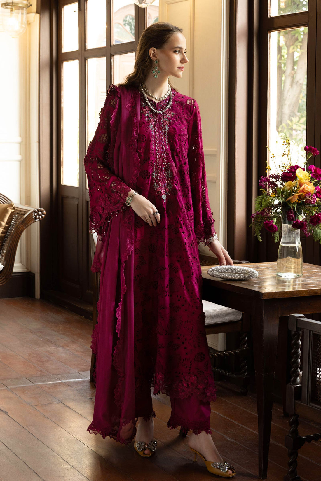 Maria B | Luxury Formals | SF-EF26-16-Magenta - by Libasekhas UK - Registered Vendor of : Maria B - 100% Original Designer Dress
