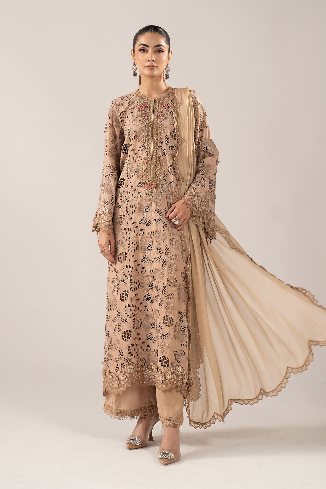 Maria B | Luxury Formals | SF-EF26-16-BEIGE - by Libasekhas UK - Registered Vendor of : Maria B - 100% Original Designer Dress