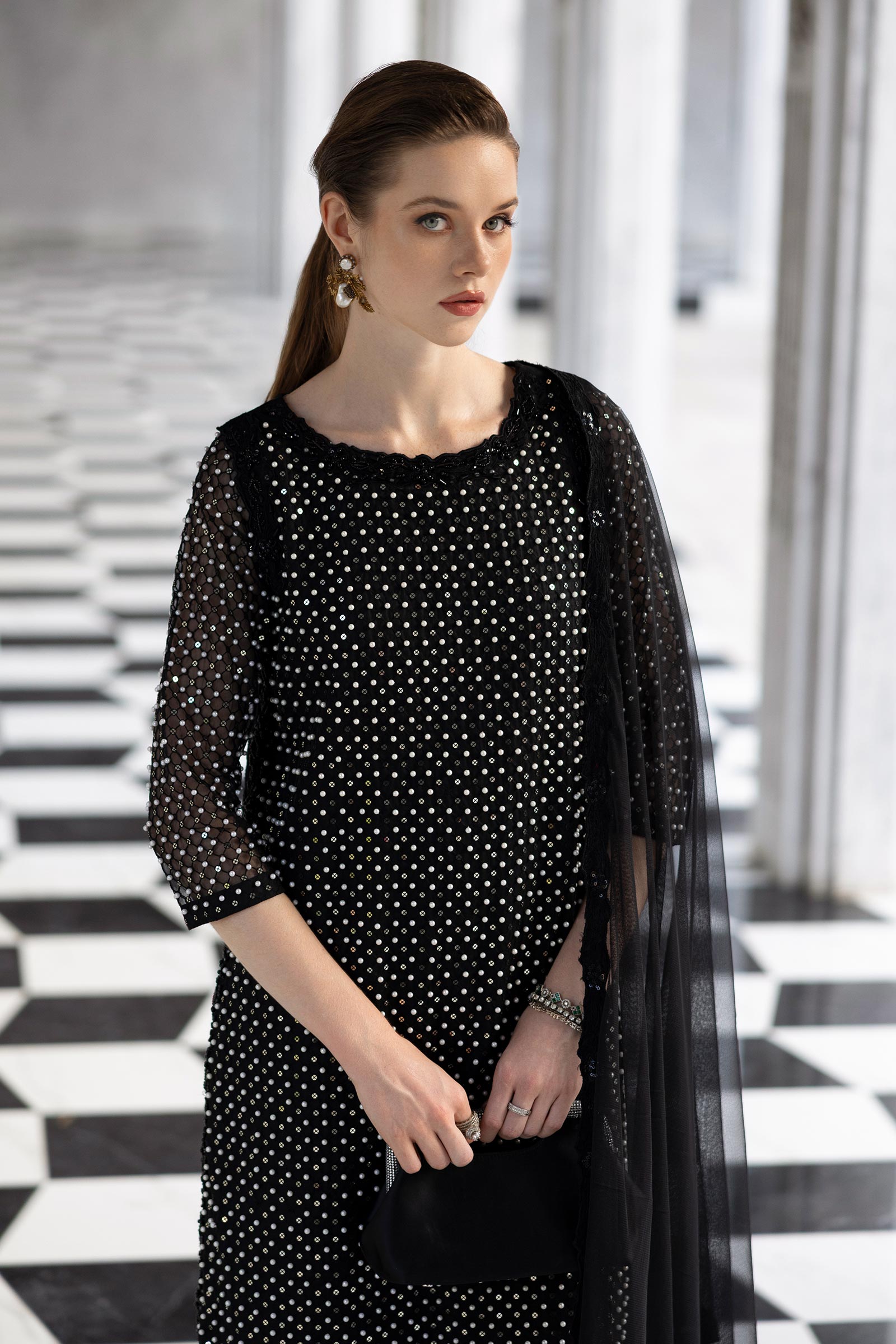 Maria B | Luxury Formals | SF-EF26-23-Black - by Libasekhas UK - Registered Vendor of : Maria B - 100% Original Designer Dress