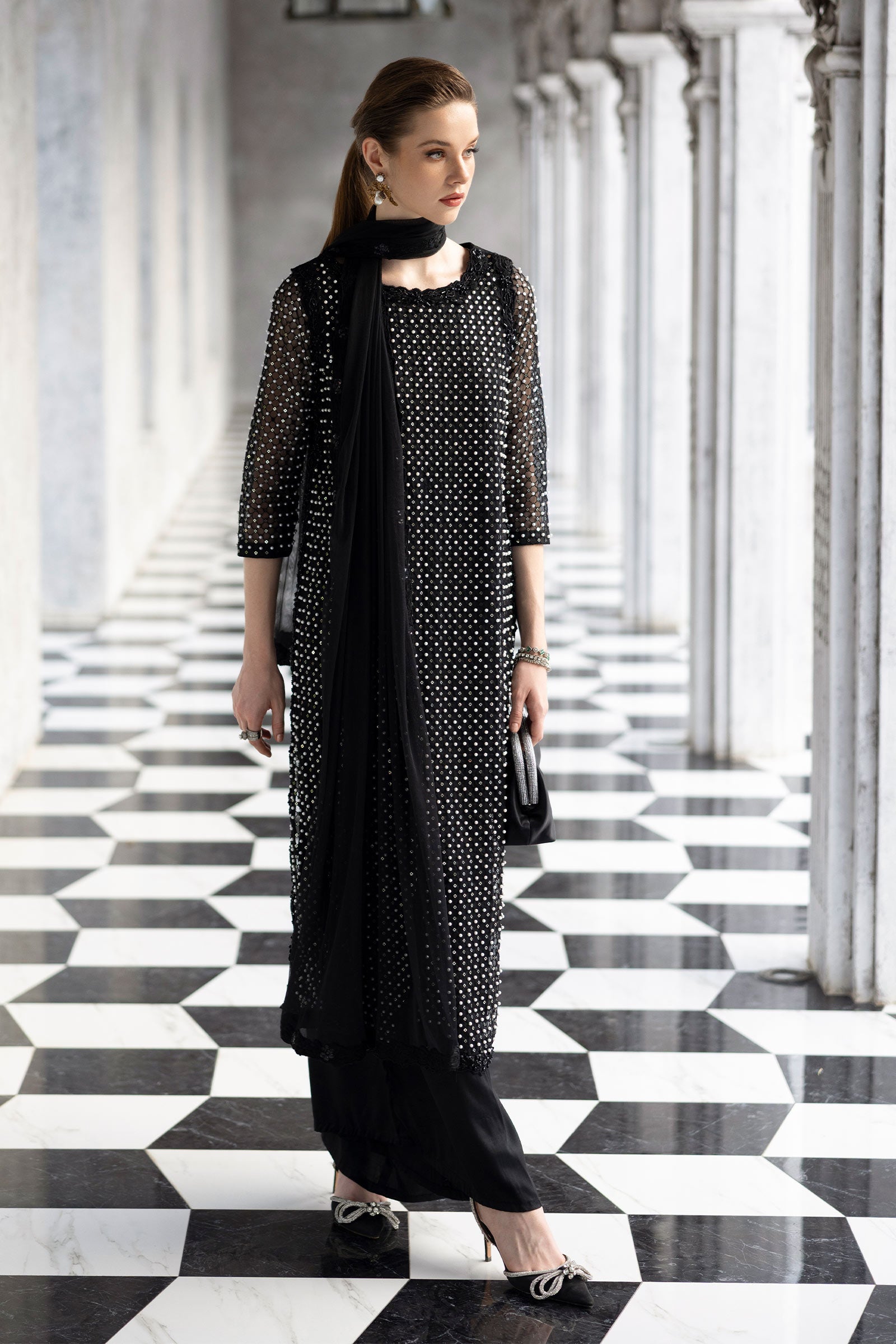 Maria B | Luxury Formals | SF-EF26-23-Black - by Libasekhas UK - Registered Vendor of : Maria B - 100% Original Designer Dress
