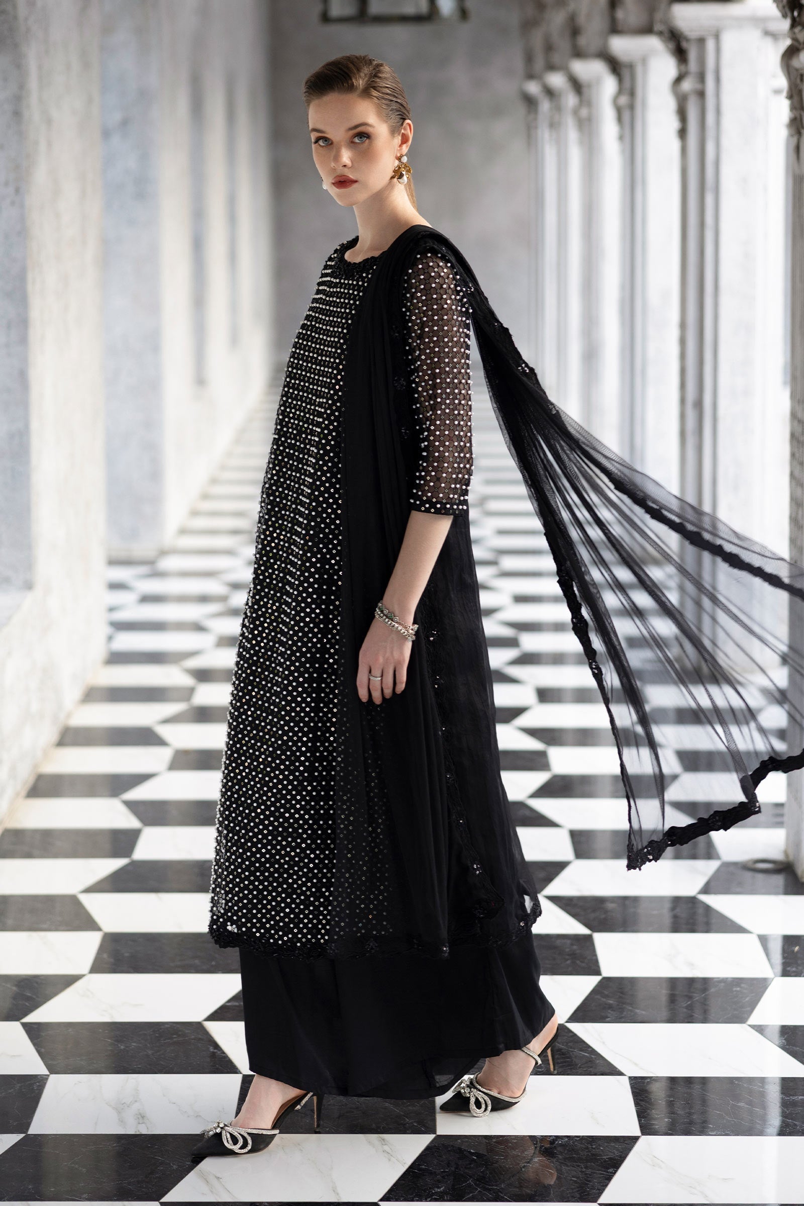 Maria B | Luxury Formals | SF-EF26-23-Black - by Libasekhas UK - Registered Vendor of : Maria B - 100% Original Designer Dress