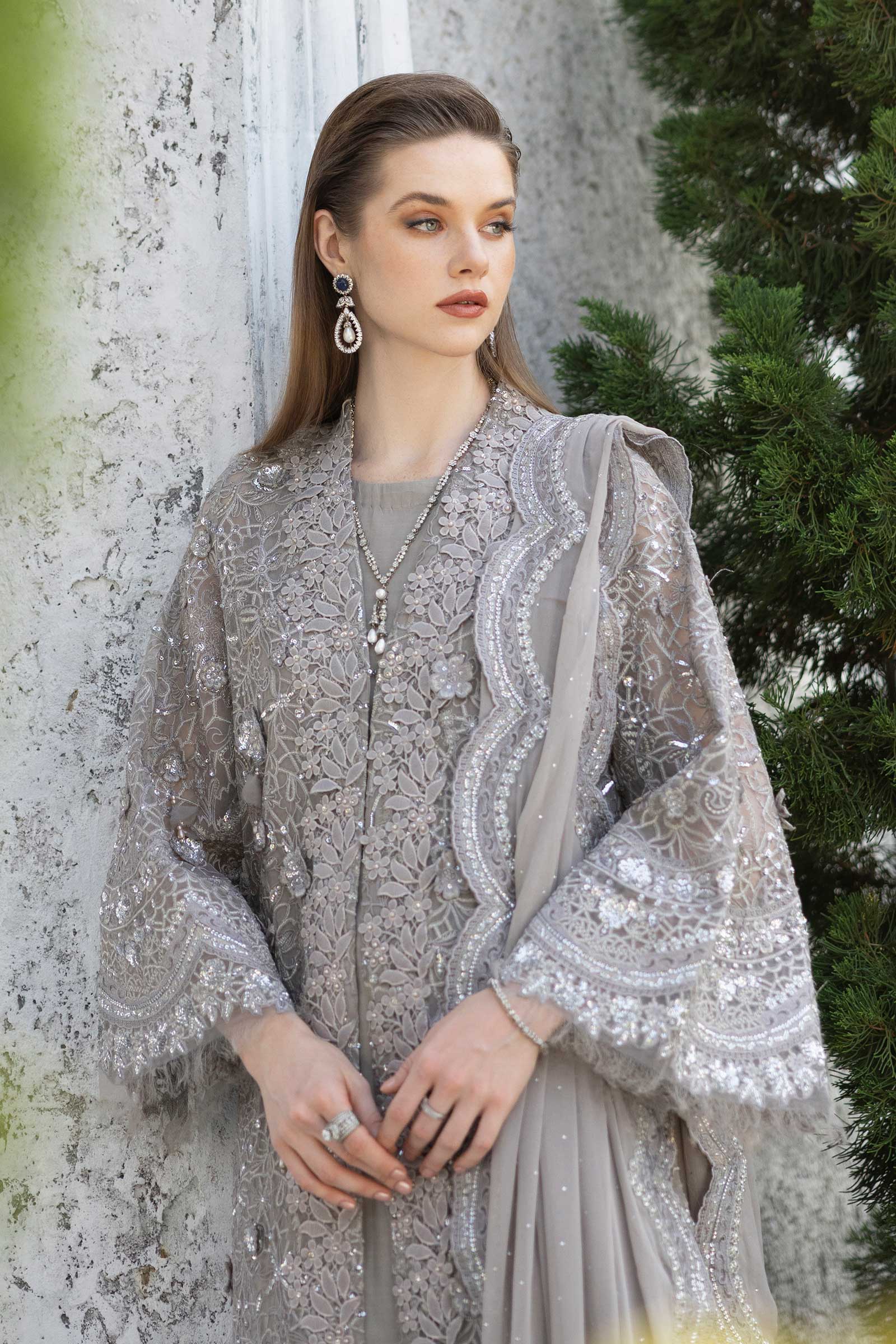 Maria B | Luxury Formals | SF-EF26-25-Grey - by Libasekhas UK - Registered Vendor of : Maria B - 100% Original Designer Dress