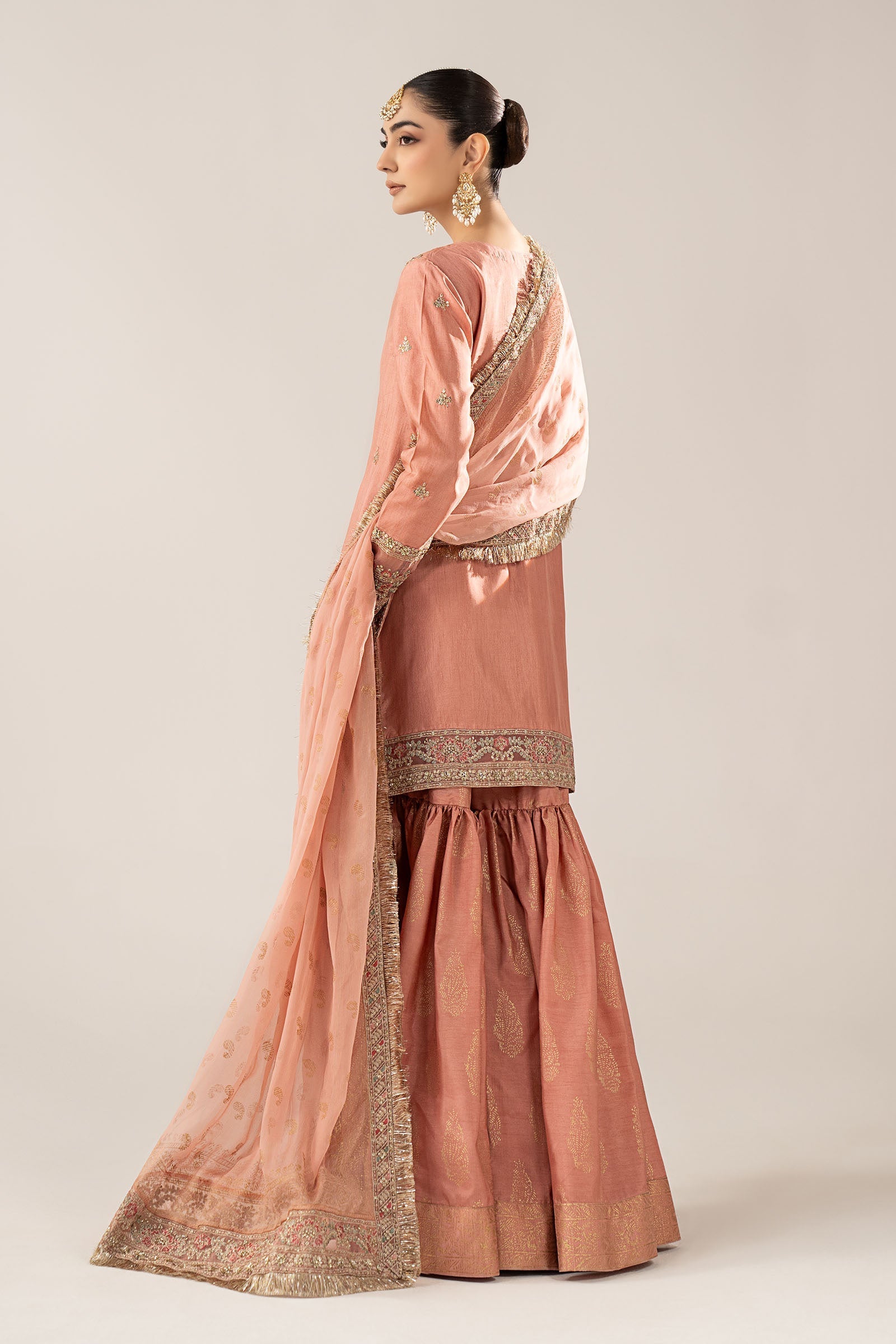 Maria B | Luxury Formals | SF-EF26-28-Peach - by Libasekhas UK - Registered Vendor of : Maria B - 100% Original Designer Dress